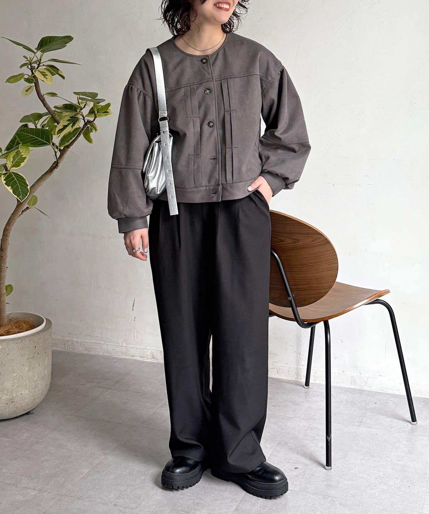 CPCM(シーピーシーエム) フェイクスエード袖ボリュームブルゾン