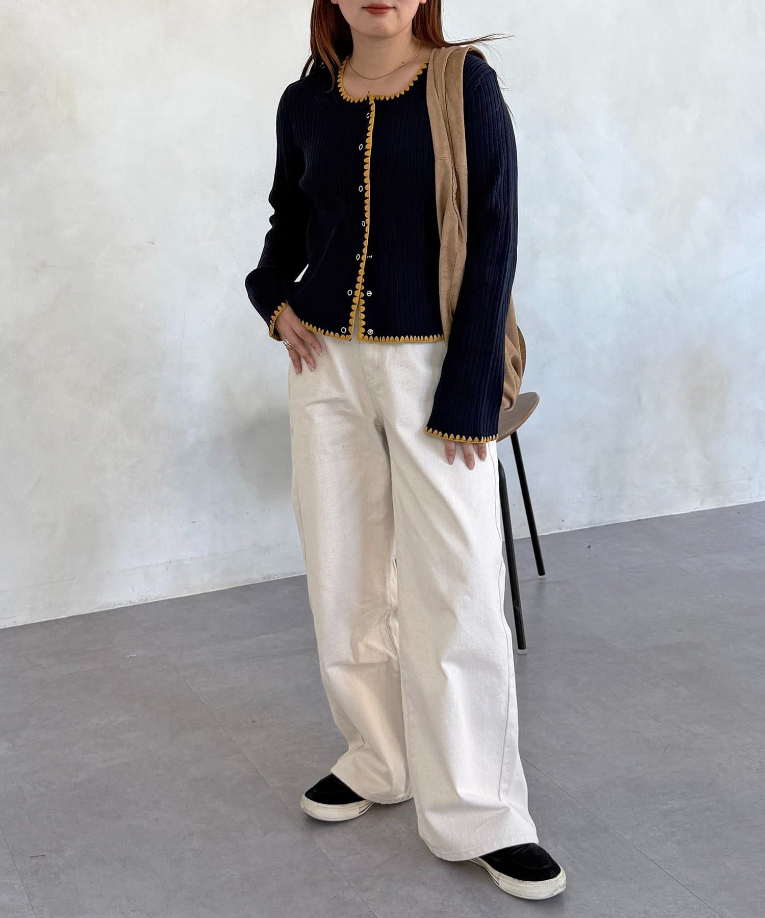 CPCM(シーピーシーエム) ステッチリブニットカーディガン