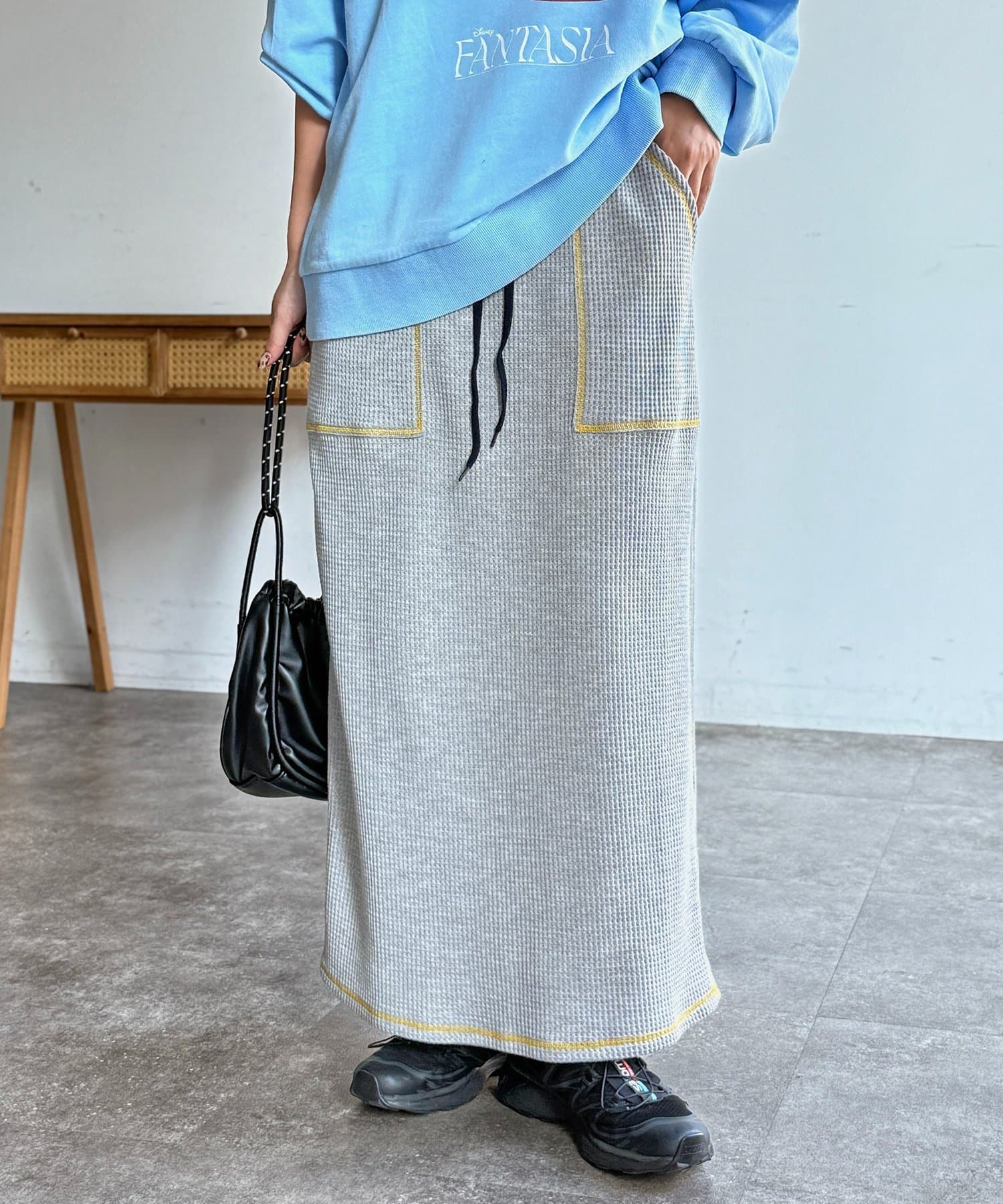 CPCM(シーピーシーエム) ステッチワッフルナロースカート