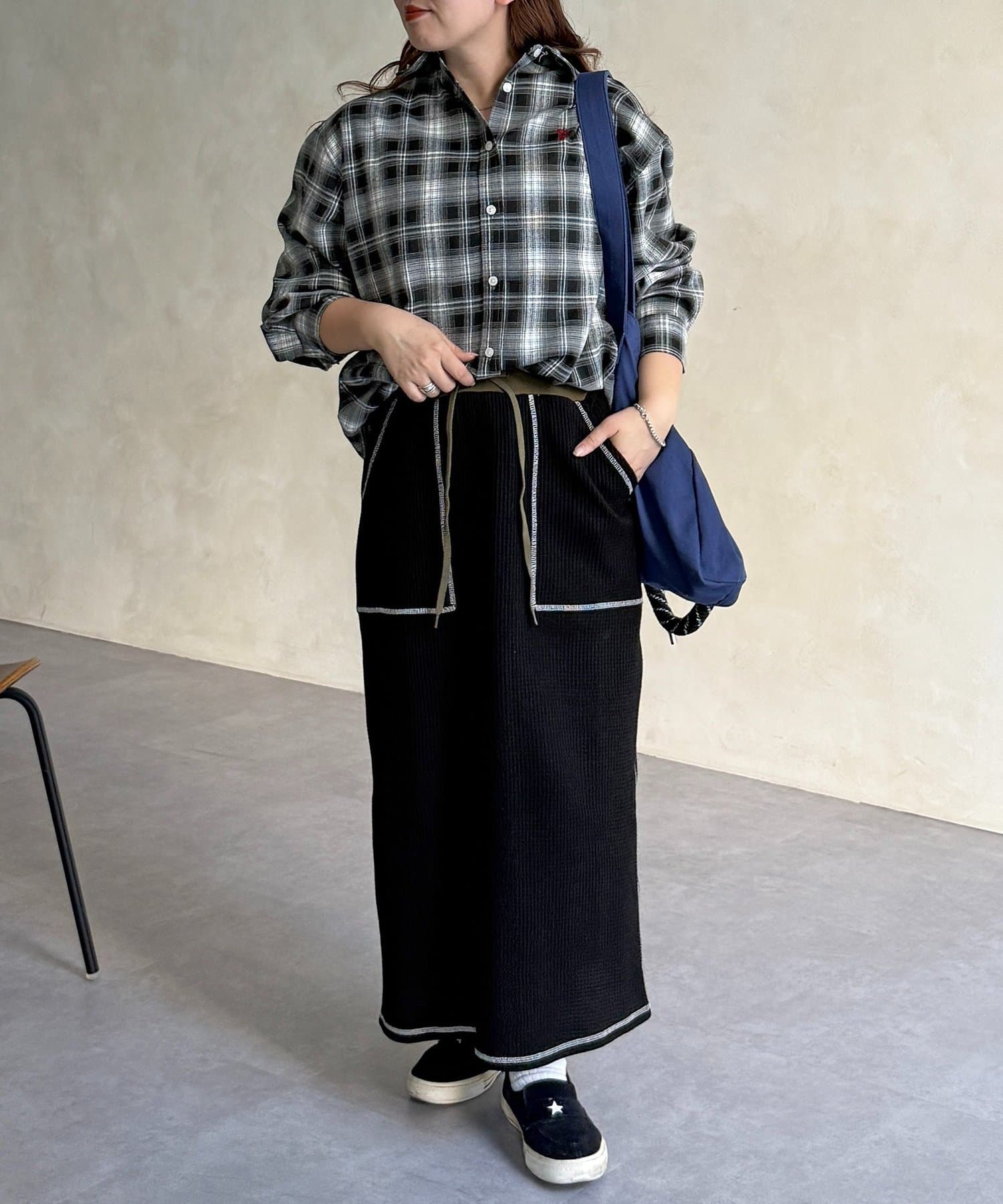 CPCM(シーピーシーエム) ステッチワッフルナロースカート