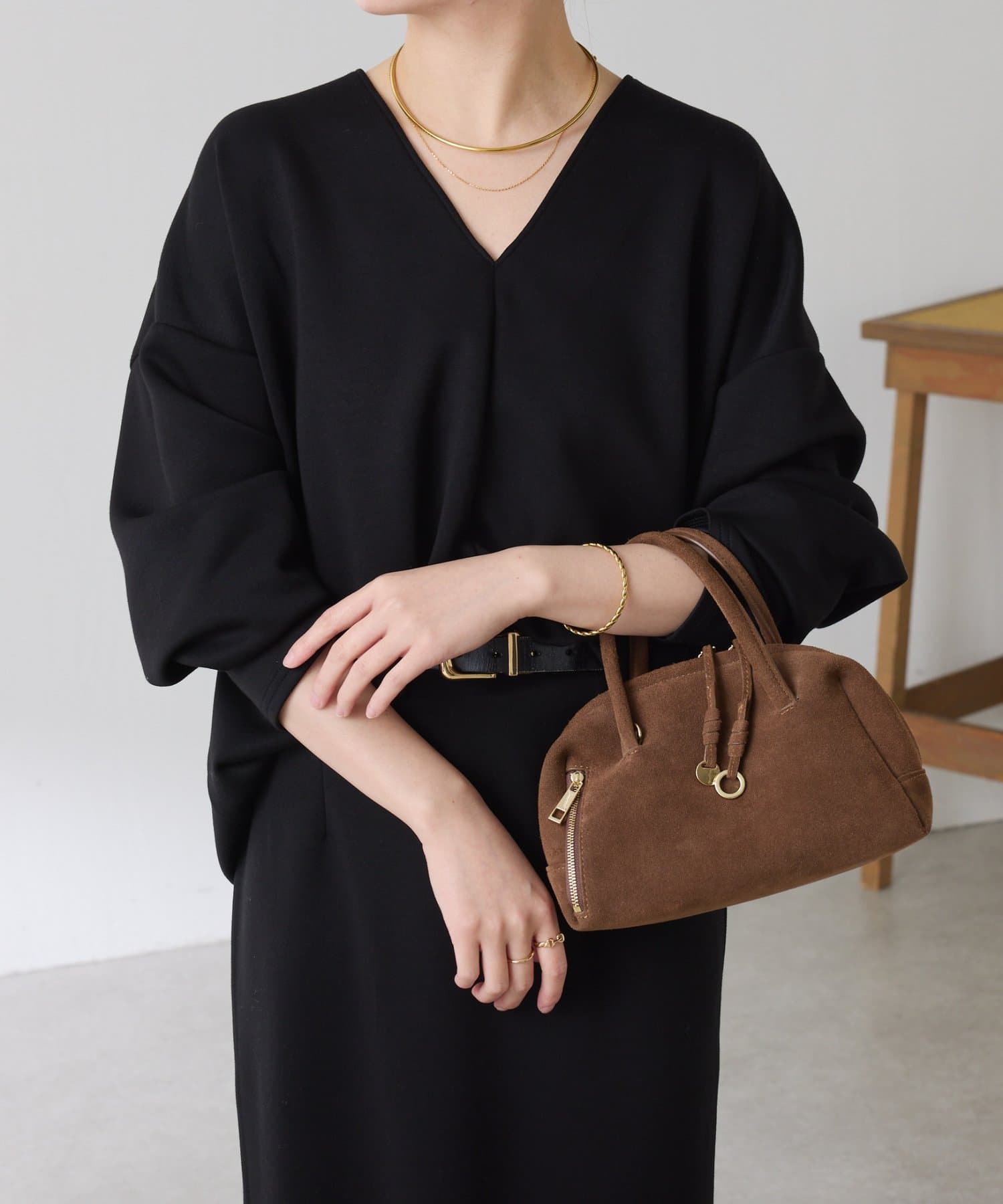 COLLAGE GALLARDAGALANTE(コラージュ ガリャルダガランテ) 【ストレッチ/腰回りカバー】ポンチＶネックプルオーバー/セットアップ