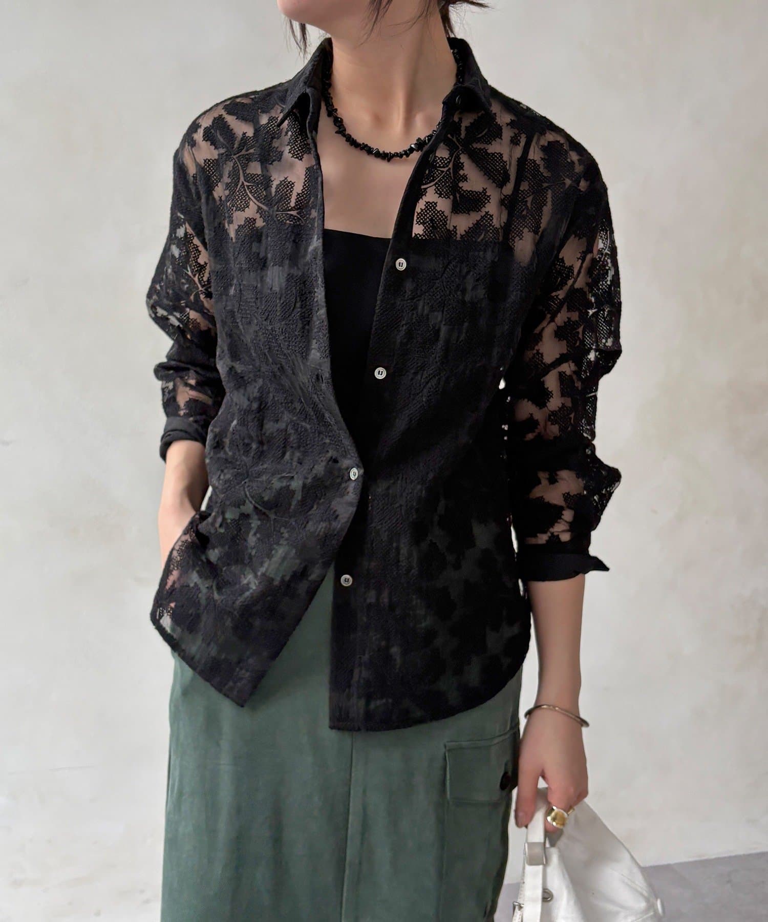 DOUDOU(ドゥドゥ) 【WEB限定】クロスステッチ刺繍シャツ