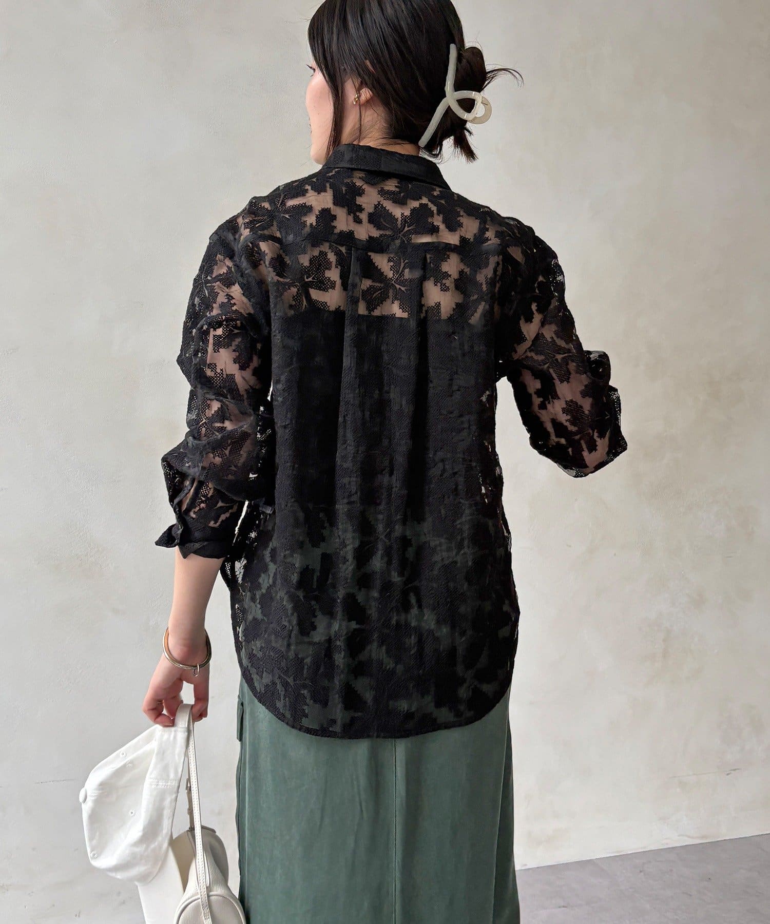 DOUDOU(ドゥドゥ) 【WEB限定】クロスステッチ刺繍シャツ