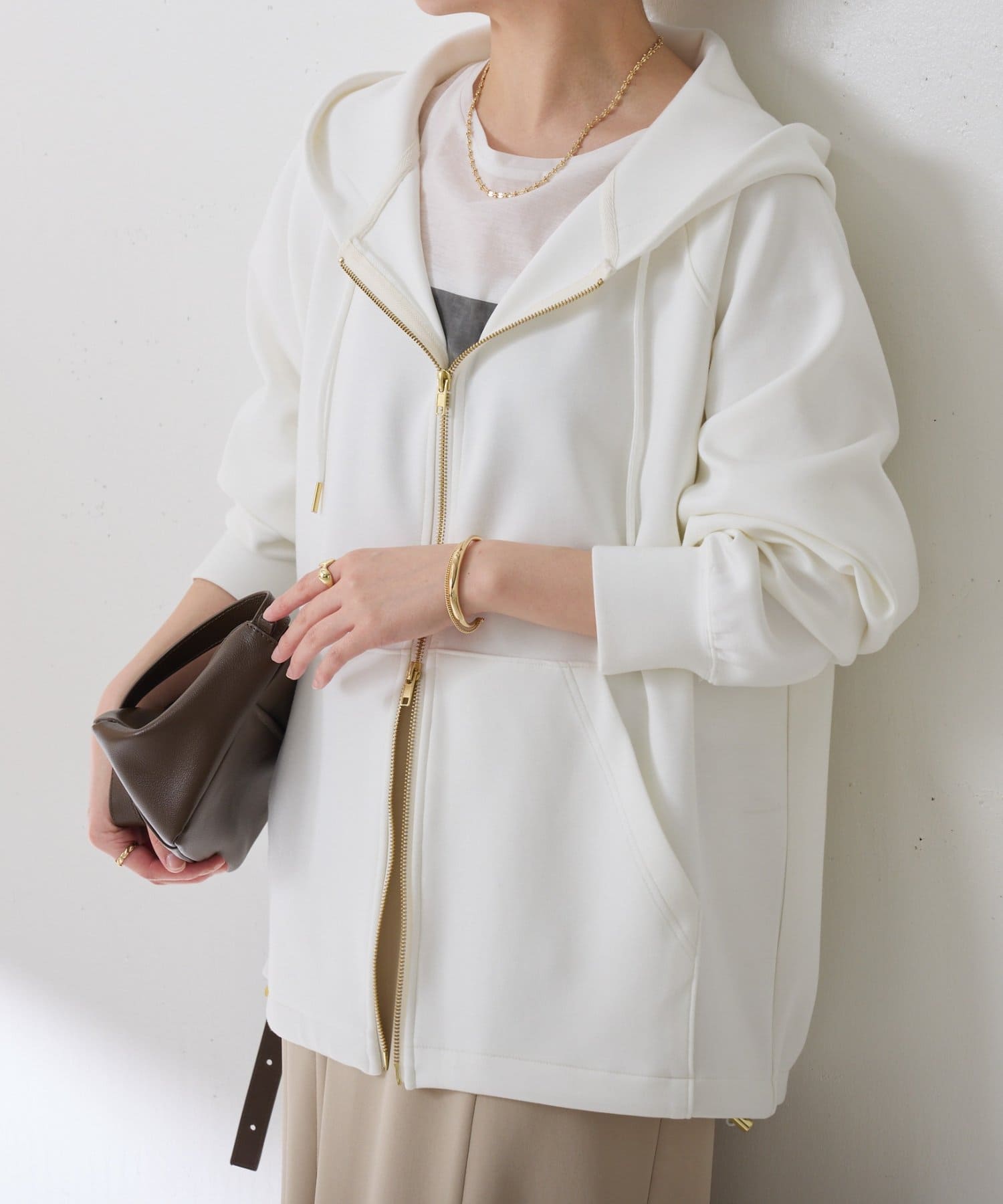 COLLAGE GALLARDAGALANTE(コラージュ ガリャルダガランテ) 【丈を変えられる/きれいめ】ダブルジップパーカー/セットアップ