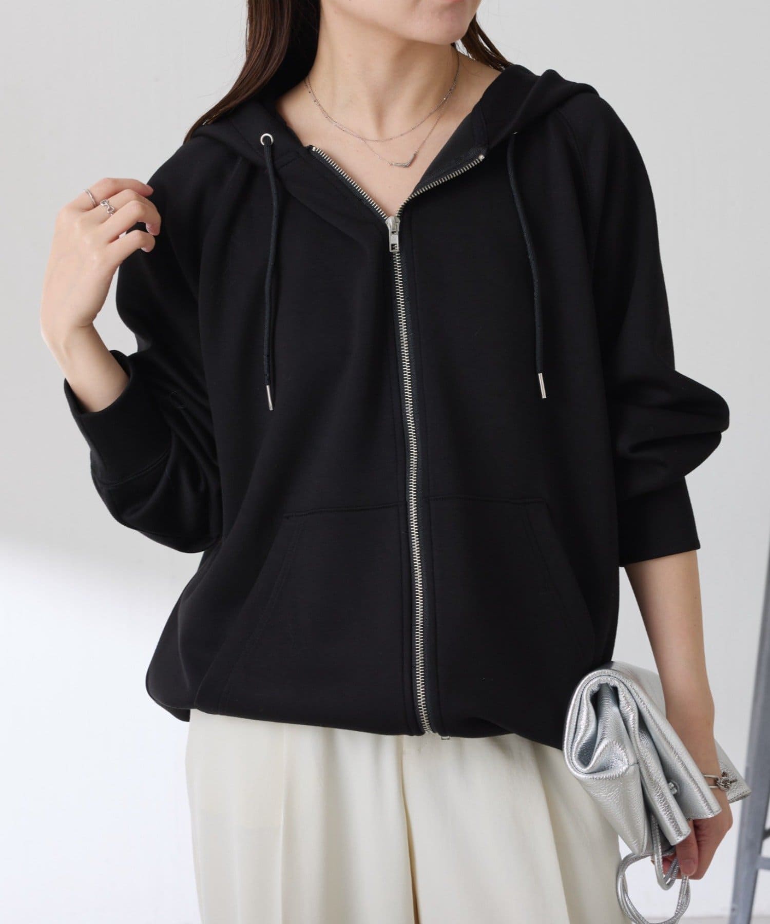 COLLAGE GALLARDAGALANTE(コラージュ ガリャルダガランテ) 【丈を変えられる/きれいめ】ダブルジップパーカー/セットアップ