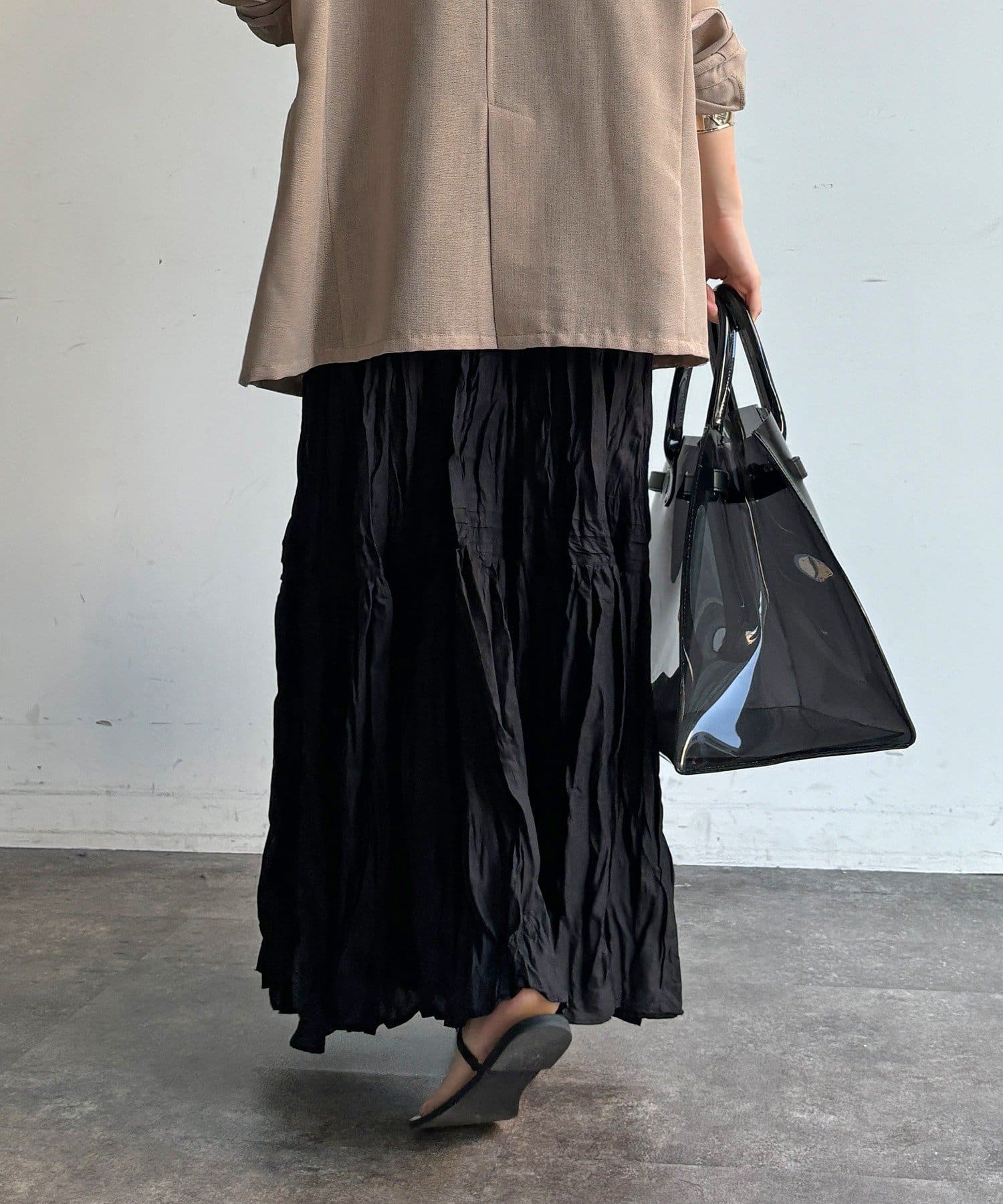 DOUDOU(ドゥドゥ) 【WEB限定】クリンクル加工ティアードスカート