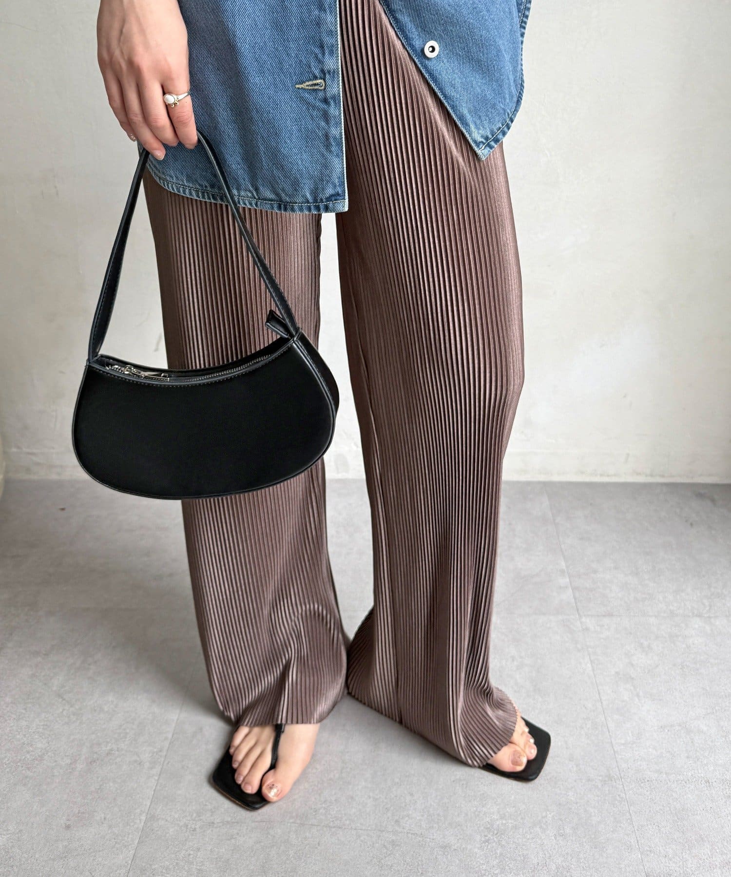 DOUDOU(ドゥドゥ) 【WEB限定】アコーディオン楊柳イージーパンツ