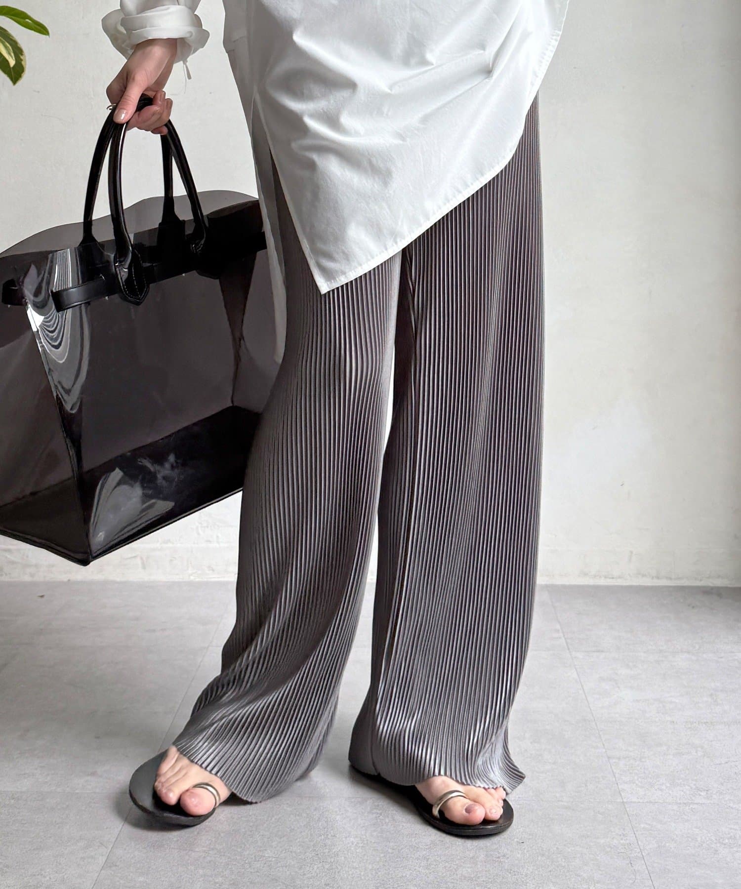 DOUDOU(ドゥドゥ) 【WEB限定】アコーディオン楊柳イージーパンツ