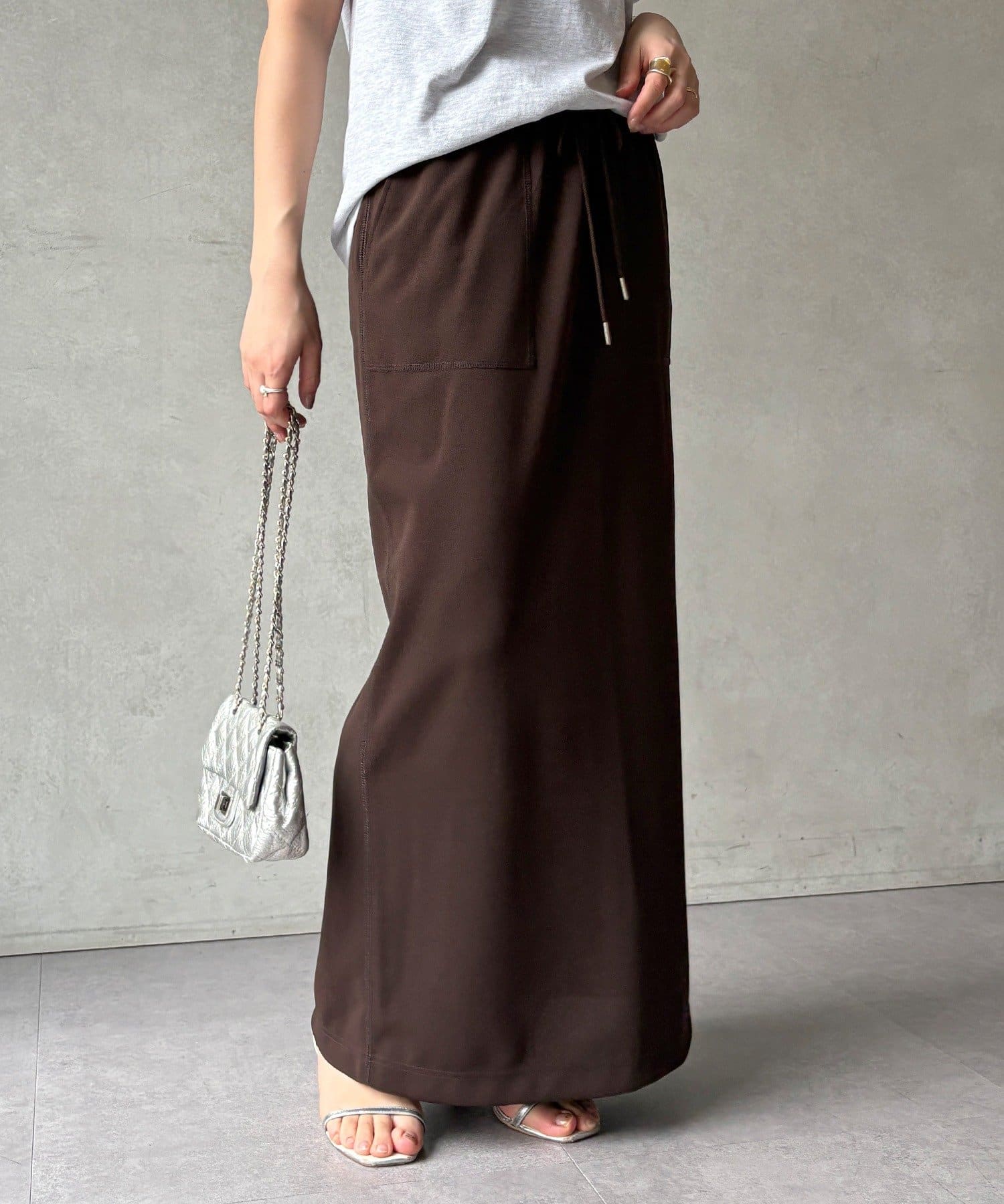 DOUDOU(ドゥドゥ) 【WEB限定】カットジョーゼットタイトスカート