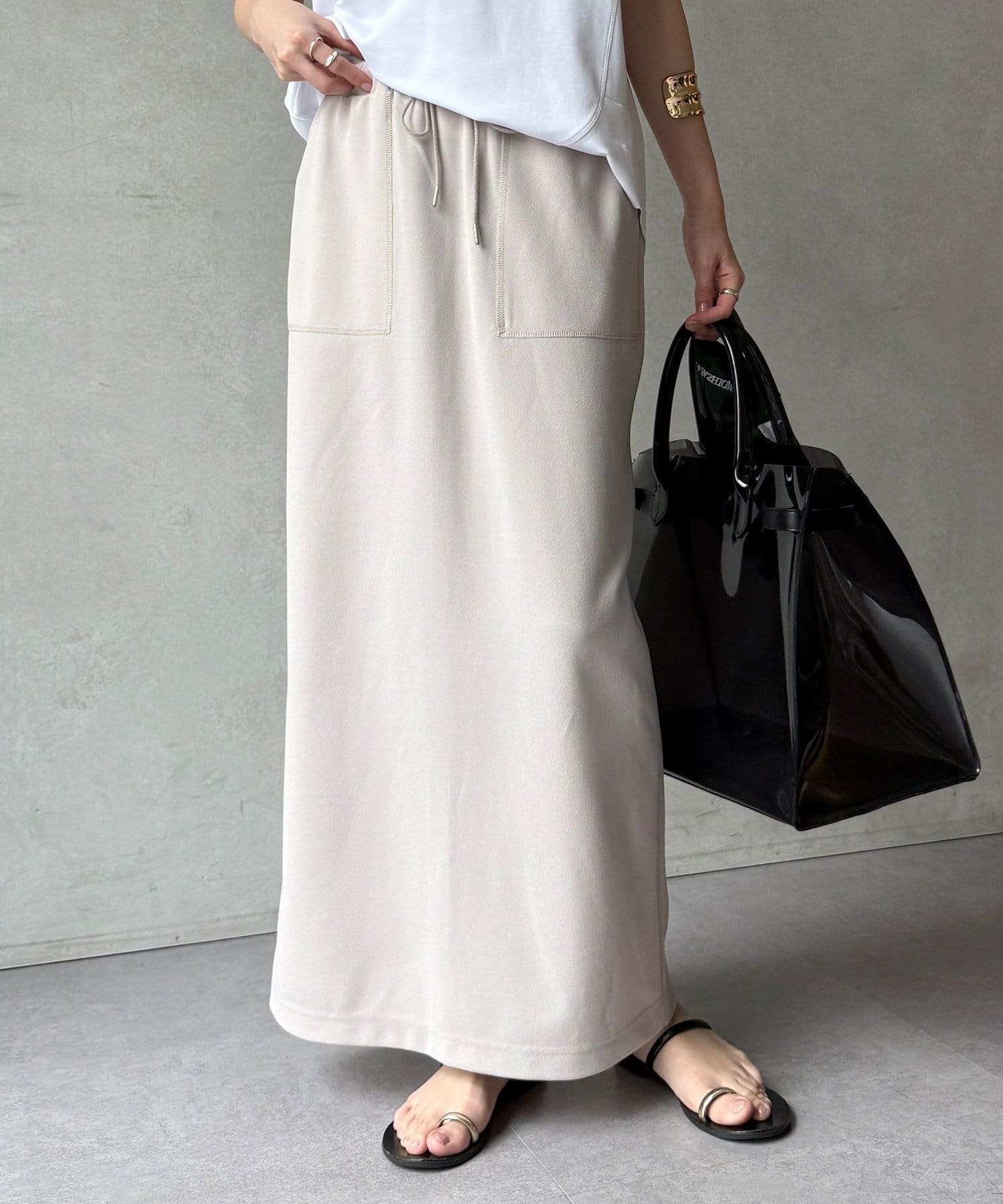 DOUDOU(ドゥドゥ) 【WEB限定】カットジョーゼットタイトスカート