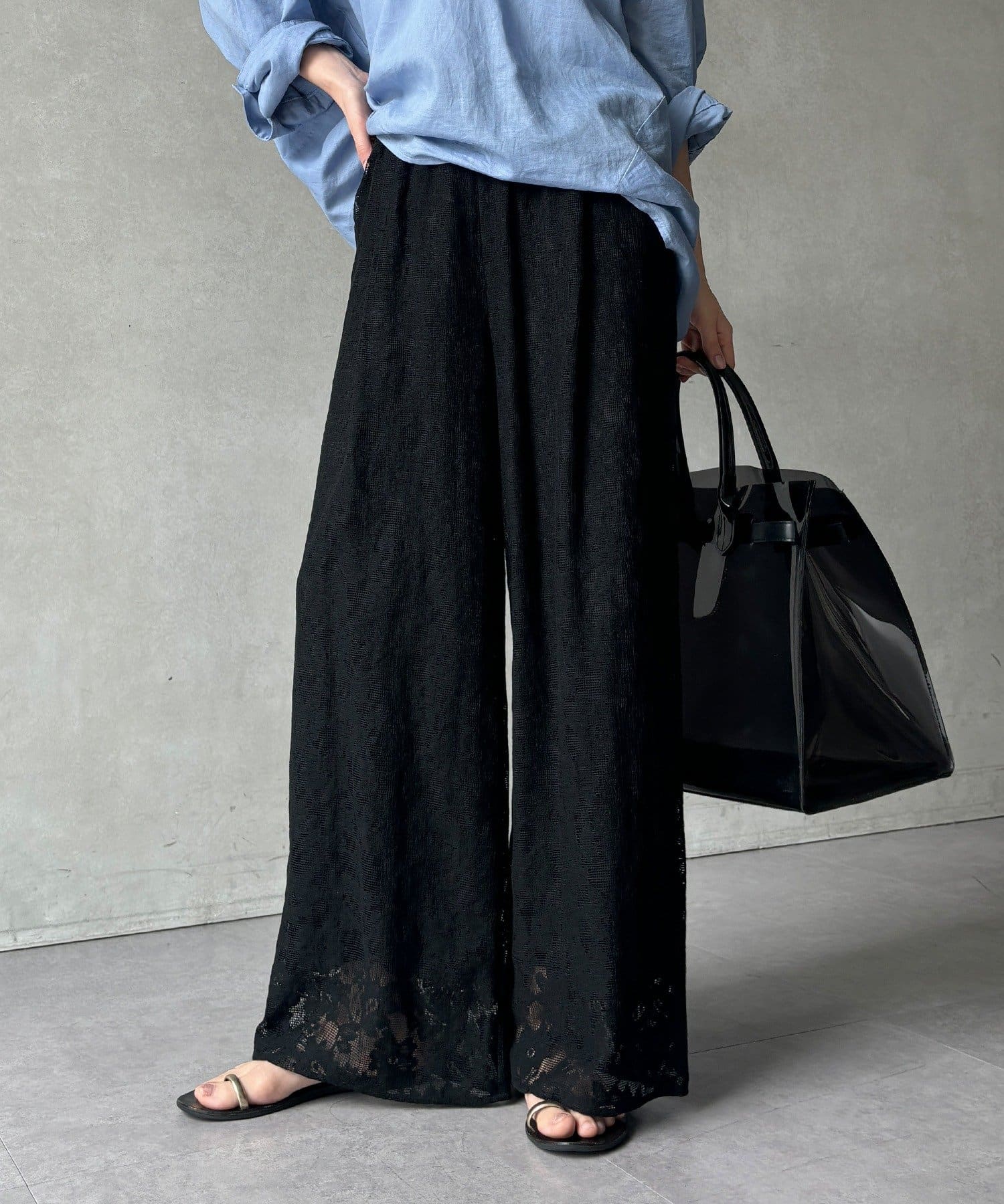 DOUDOU(ドゥドゥ) 【WEB限定】フラワーエンブロイダリーイージーパンツ