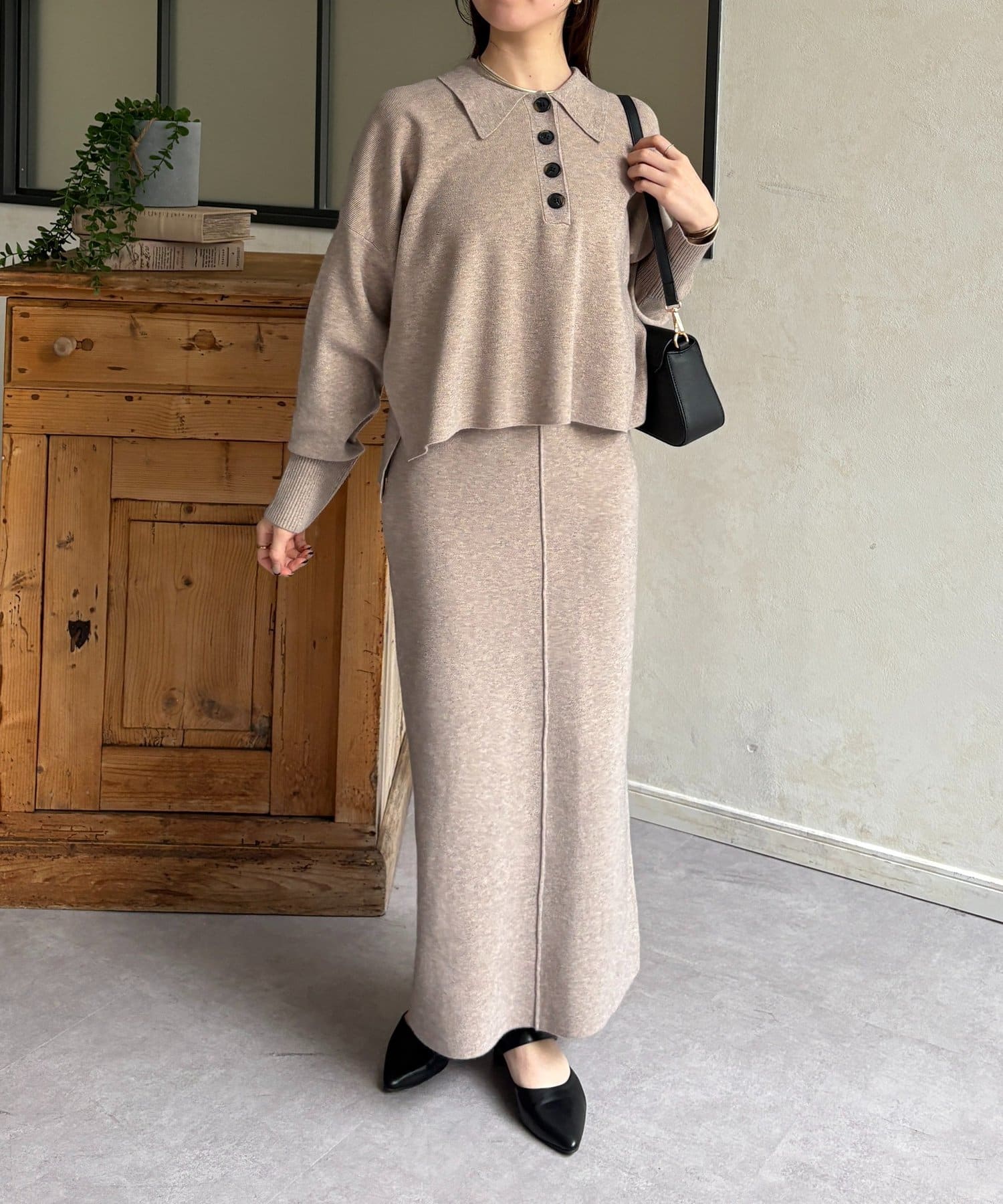 Thevon.(ゼヴォン) 襟付きニットスカート/セットアップ