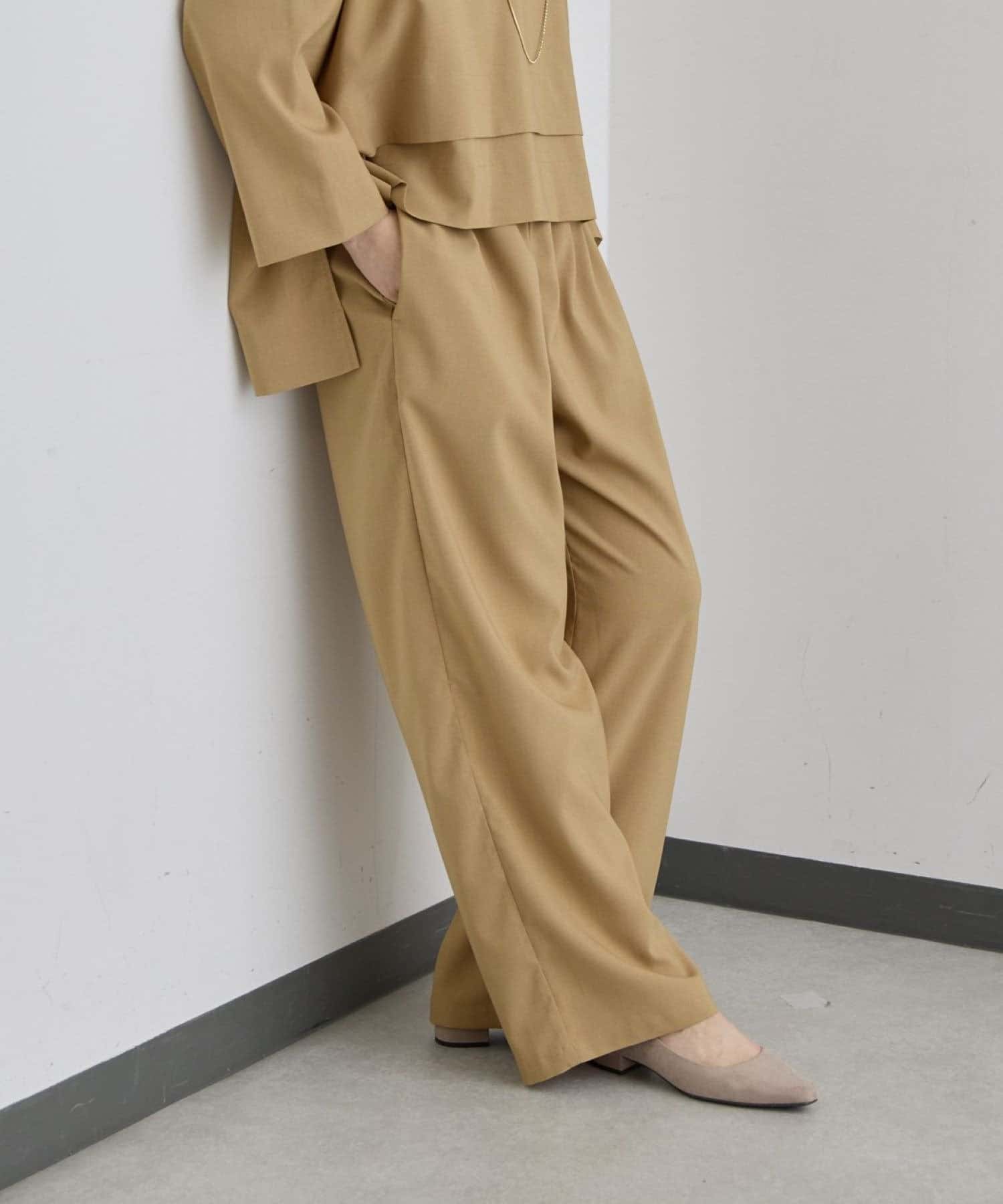 ear PAPILLONNER(イア パピヨネ) 《洗濯機洗い可/ウエスト総ゴム/美脚見え》オフィスイージーパンツ【SUM1 STYLE(スミスタイル)】