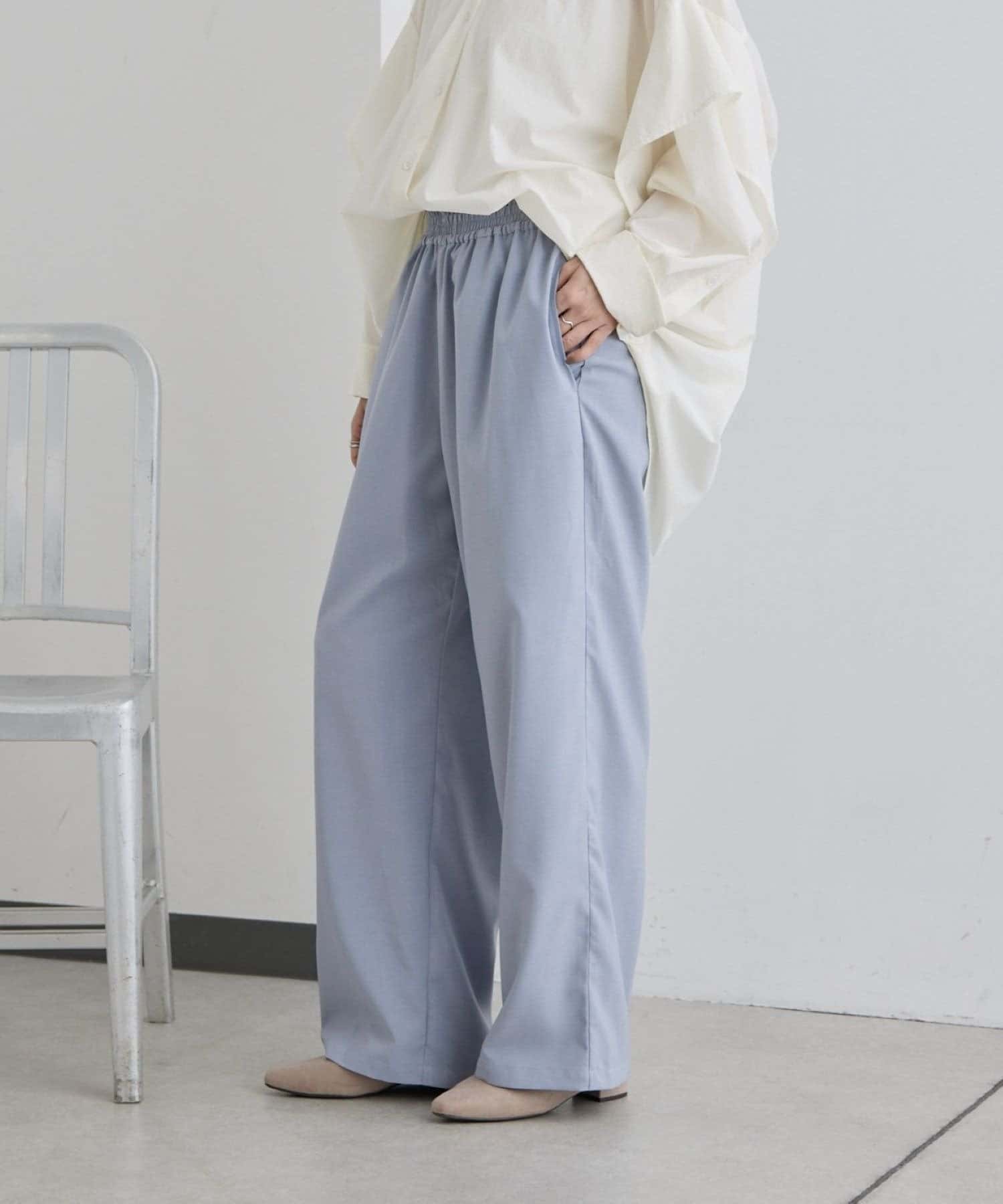 ear PAPILLONNER(イア パピヨネ) 《洗濯機洗い可/ウエスト総ゴム/美脚見え》オフィスイージーパンツ【SUM1 STYLE(スミスタイル)】