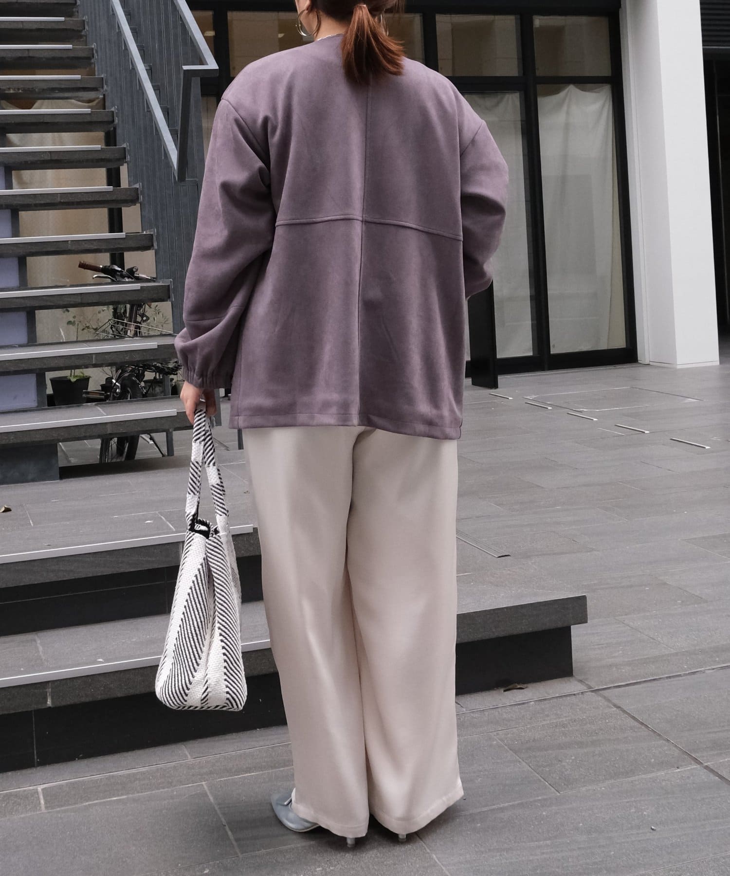 Chez toi(シェトワ) ノーカラースエードブルゾン