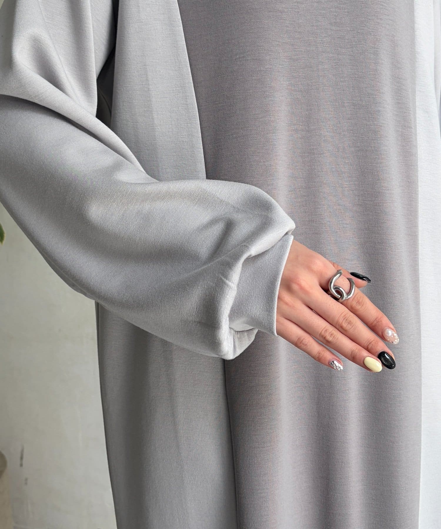 Chez toi(シェトワ) ダンボールニット配色切替ワンピース