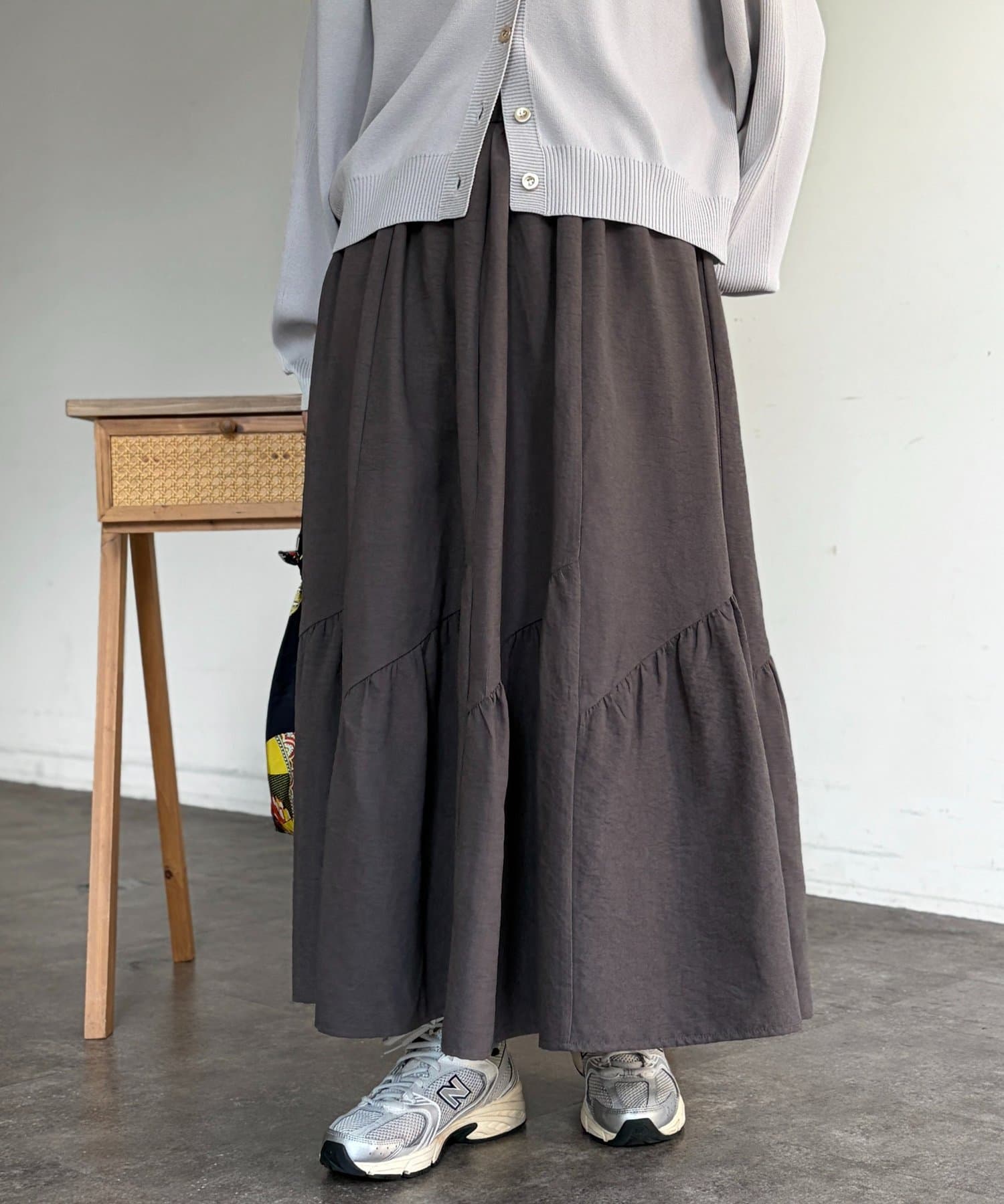 Chez toi(シェトワ) スエードティアードフレアスカート