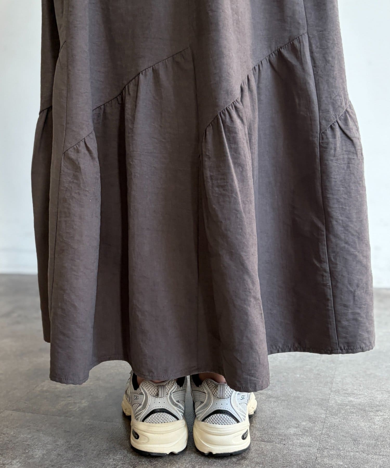 Chez toi(シェトワ) スエードティアードフレアスカート