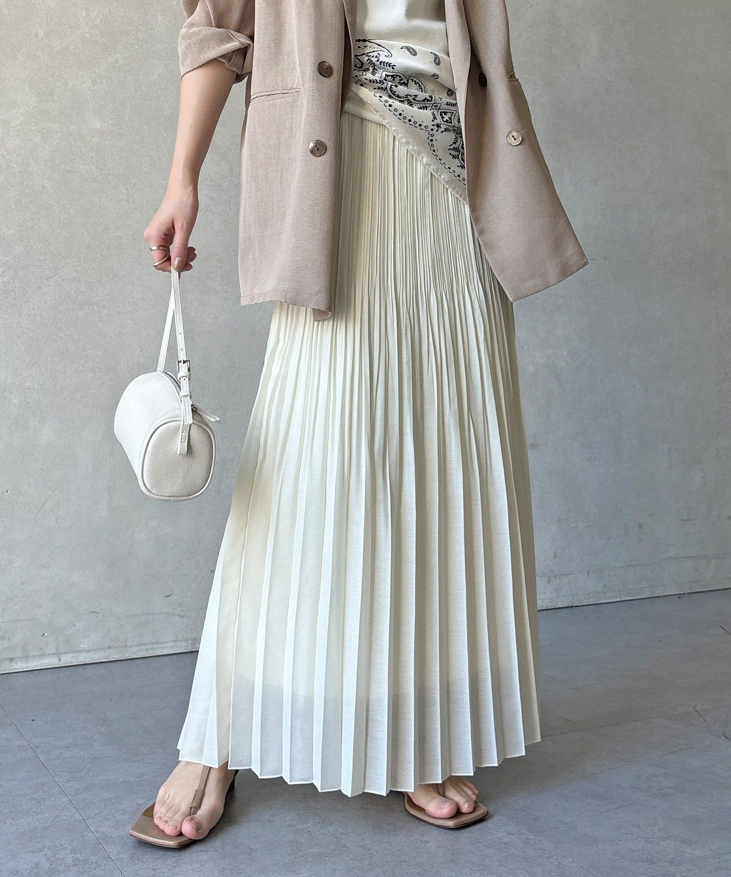 DOUDOU(ドゥドゥ) 【WEB限定】リネンライクシアースラブプリーツスカート