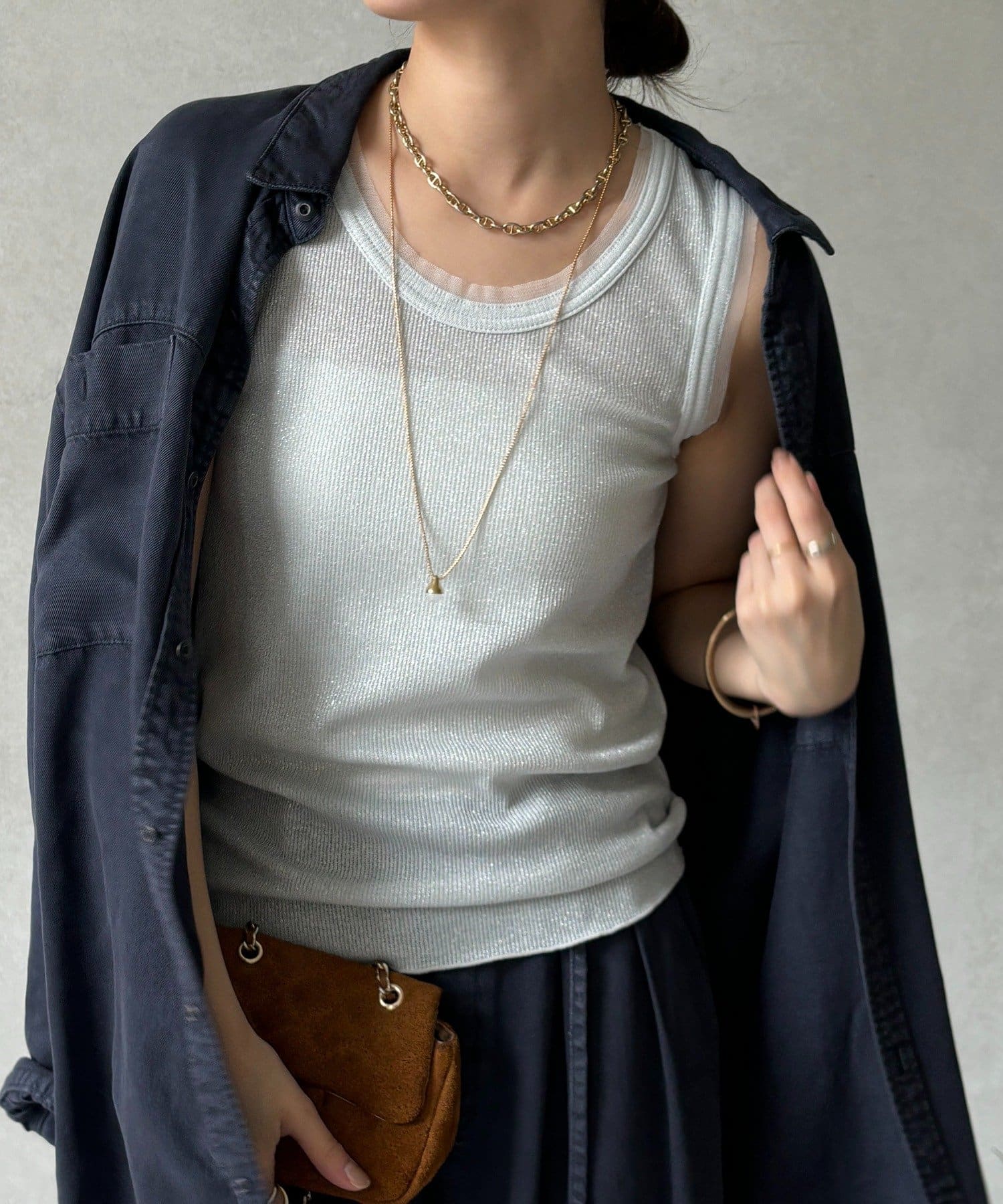 DOUDOU(ドゥドゥ) ラメリブチュールタンク