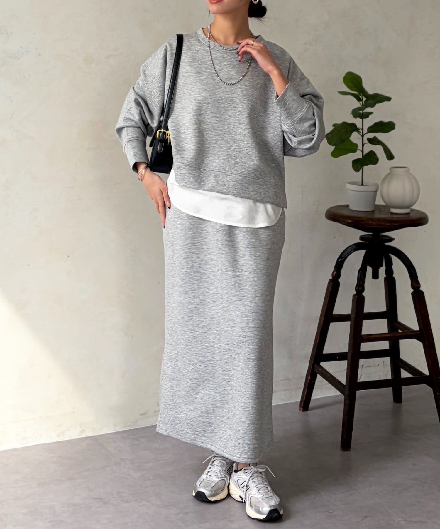 Chez toi(シェトワ) 【タイパ・コスパ最強】ボンディングプルオーバー×ナロースカート