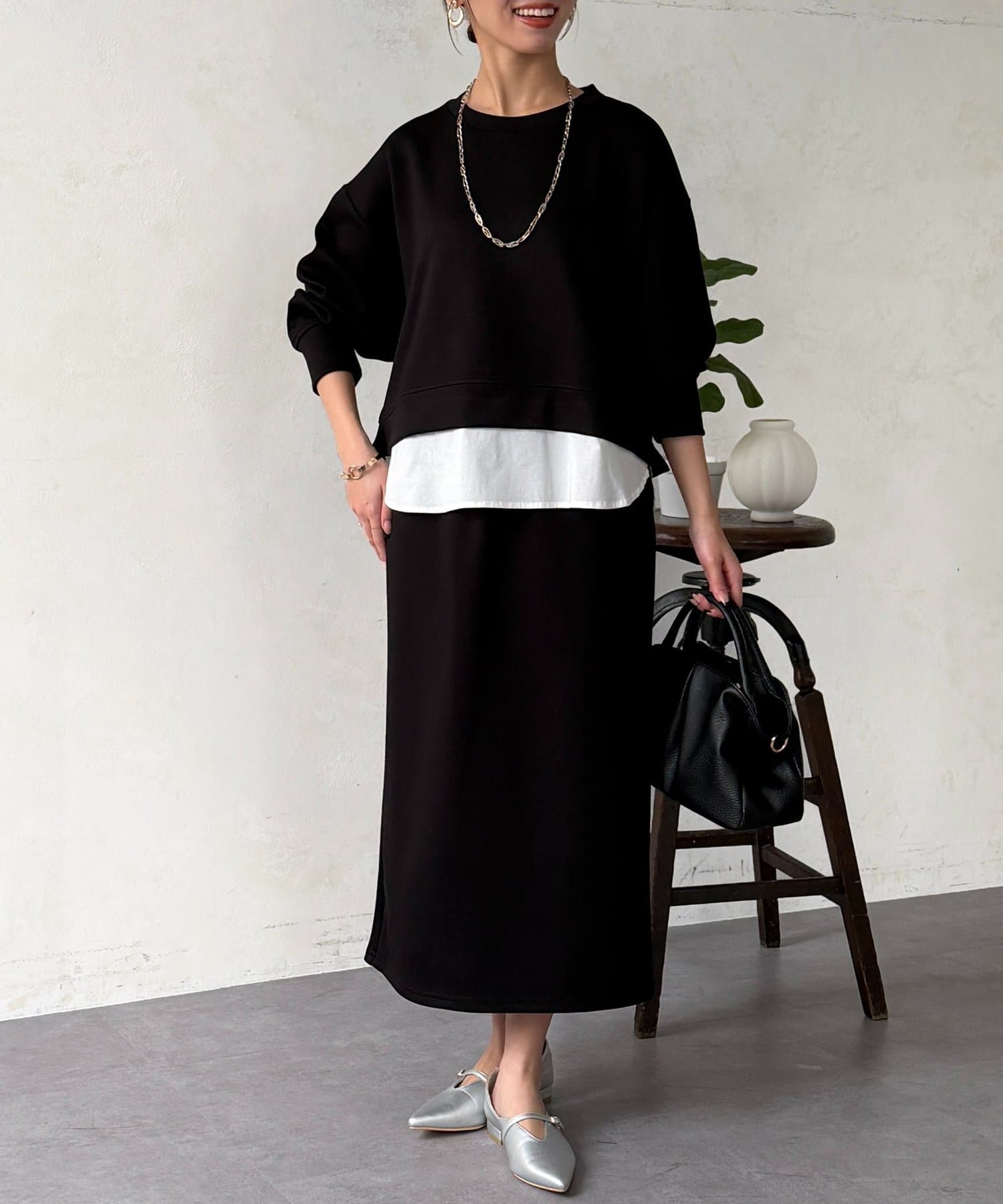 Chez toi(シェトワ) 【タイパ・コスパ最強】ボンディングプルオーバー×ナロースカート