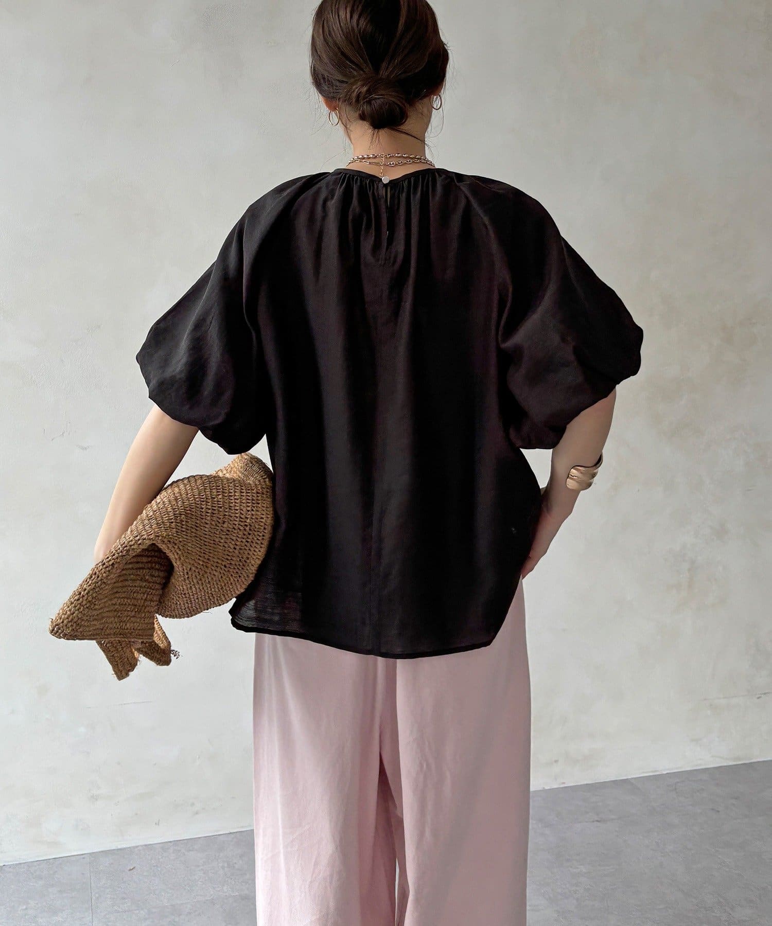 DOUDOU(ドゥドゥ) 【WEB限定】シアースラブ袖バルーンブラウス