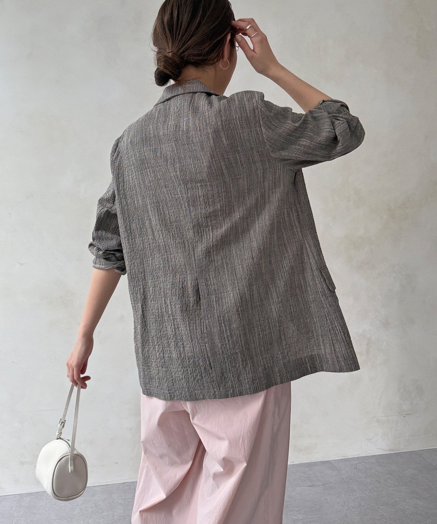 DOUDOU(ドゥドゥ) 【WEB限定】スラブチェックテーラードジャケット