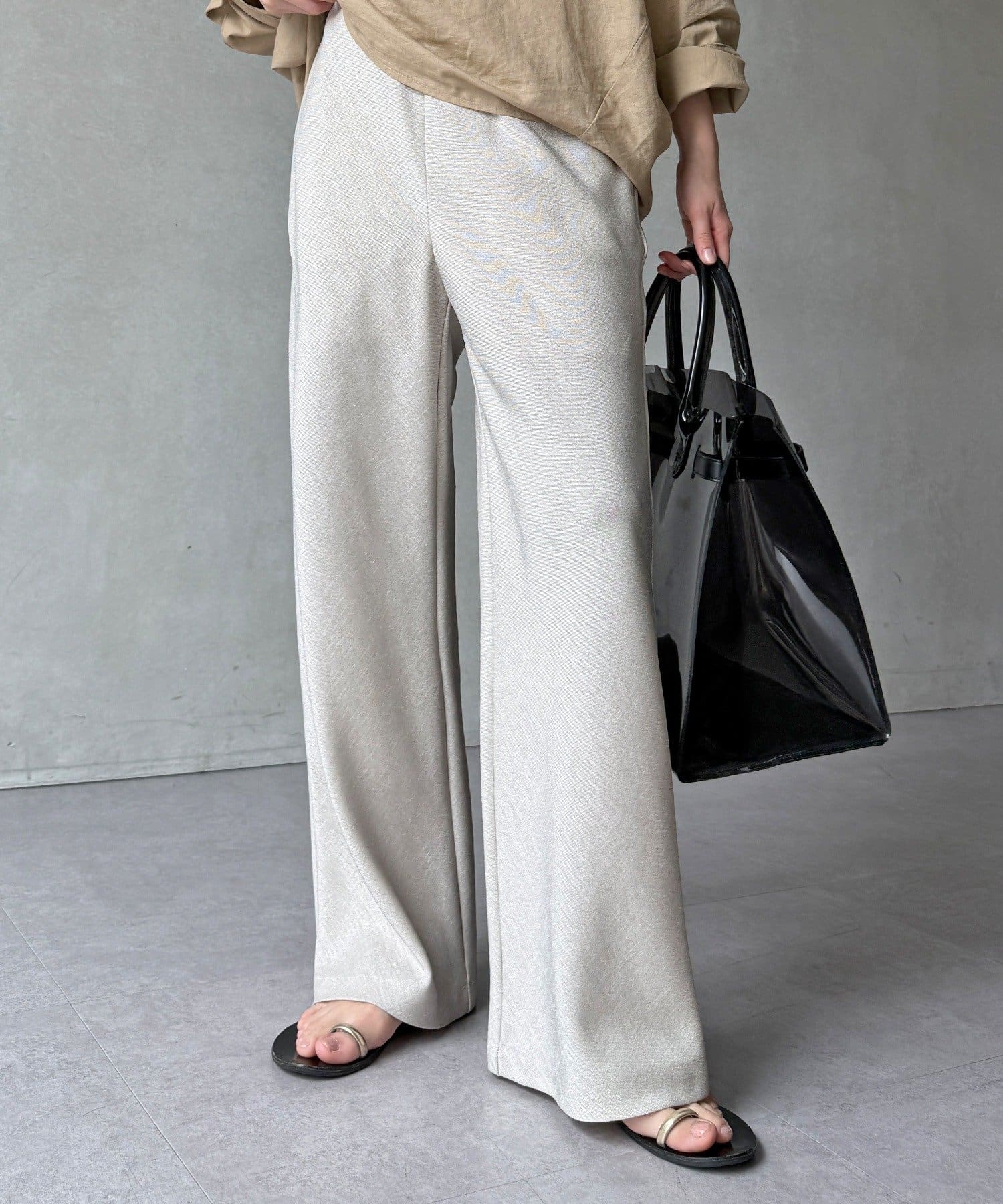 DOUDOU(ドゥドゥ) 【WEB限定】リネンライクイージーパンツ