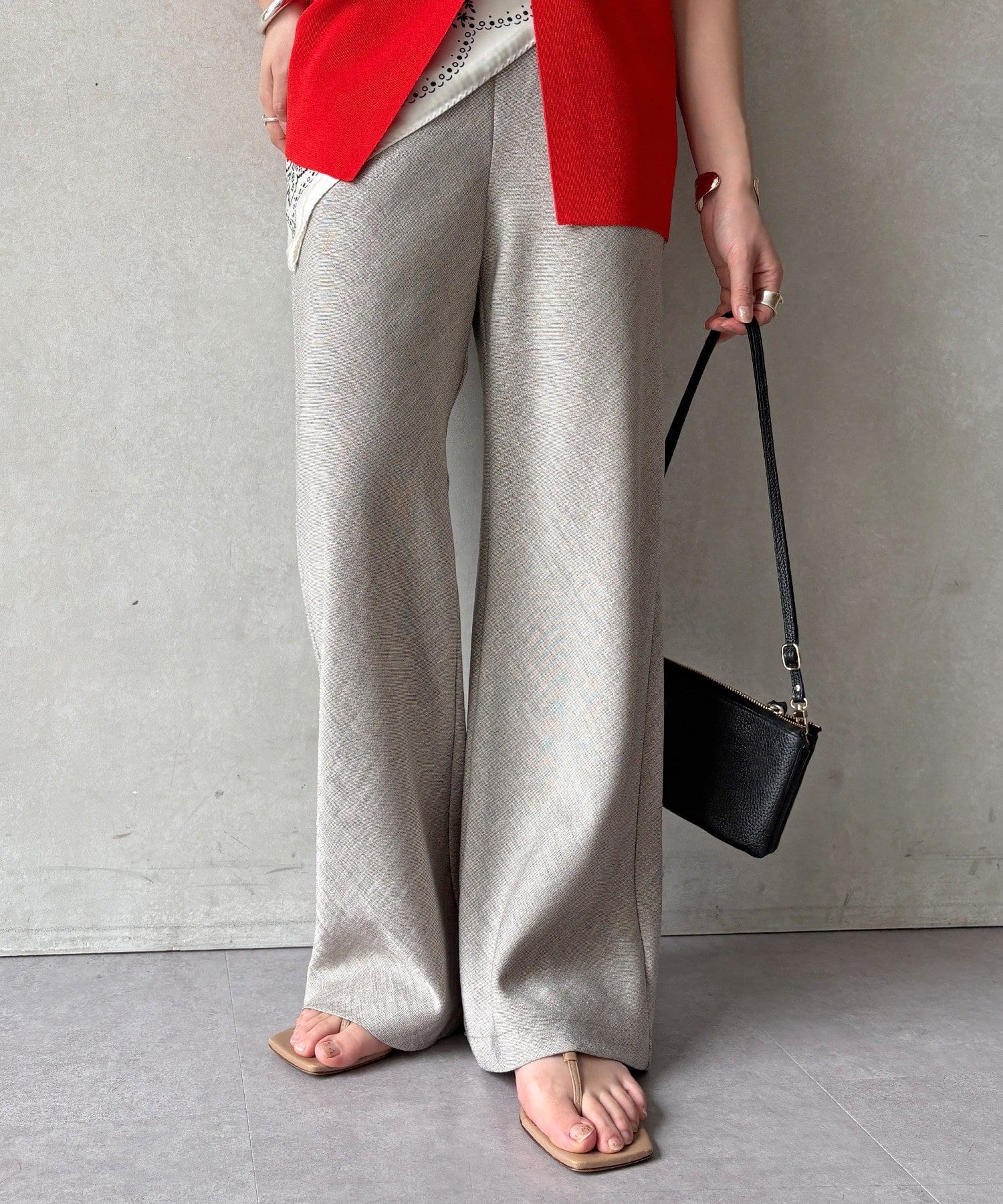 DOUDOU(ドゥドゥ) 【WEB限定】リネンライクイージーパンツ