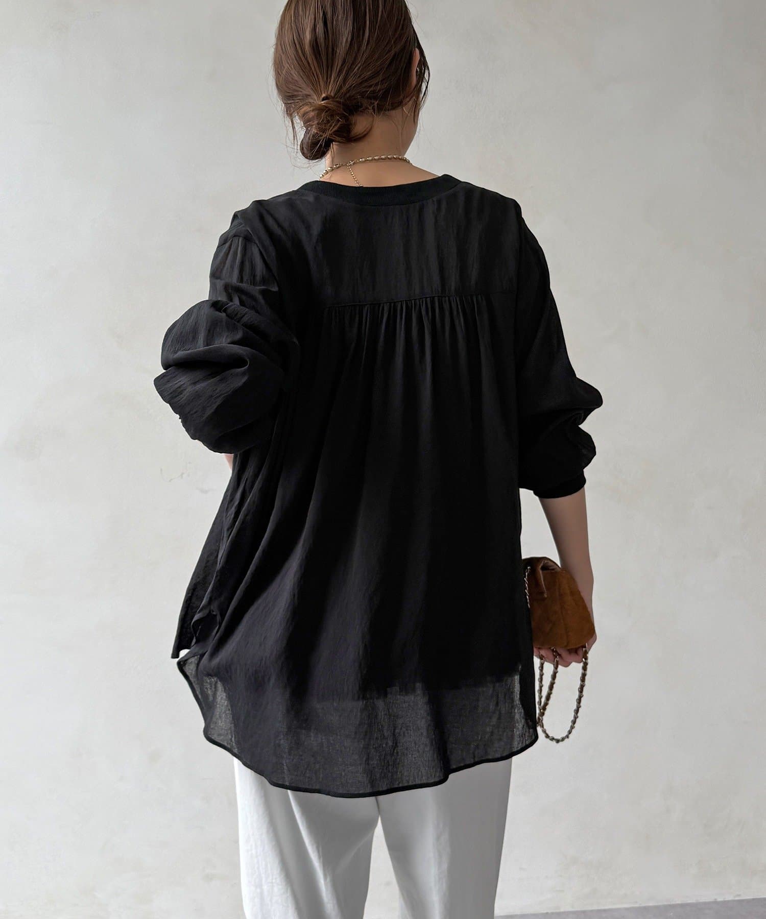 DOUDOU(ドゥドゥ) 【WEB限定】強撚気流染めVネックシャツカーディガン