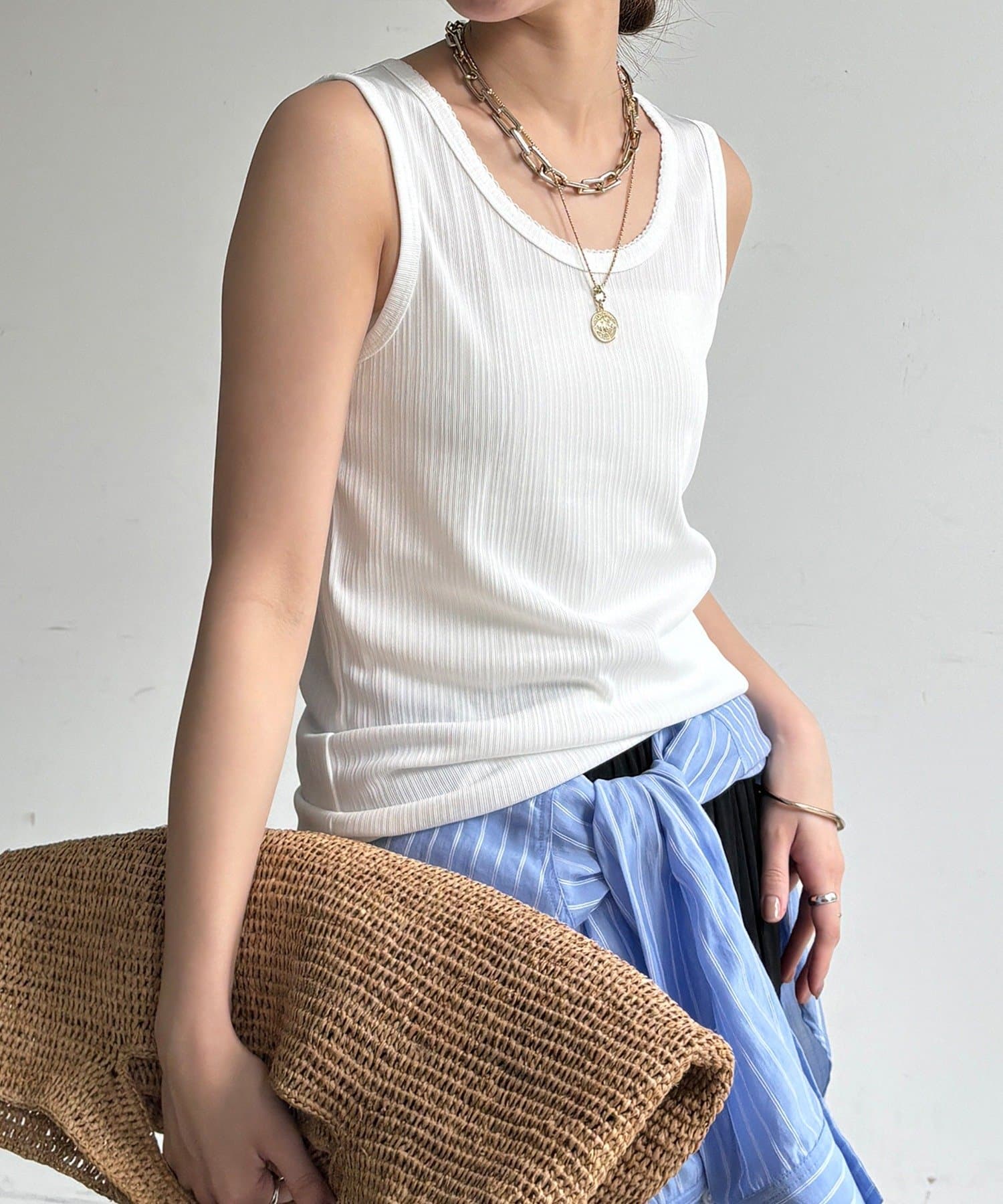 DOUDOU(ドゥドゥ) 【WEB限定】ランダムテレコストレッチタンク