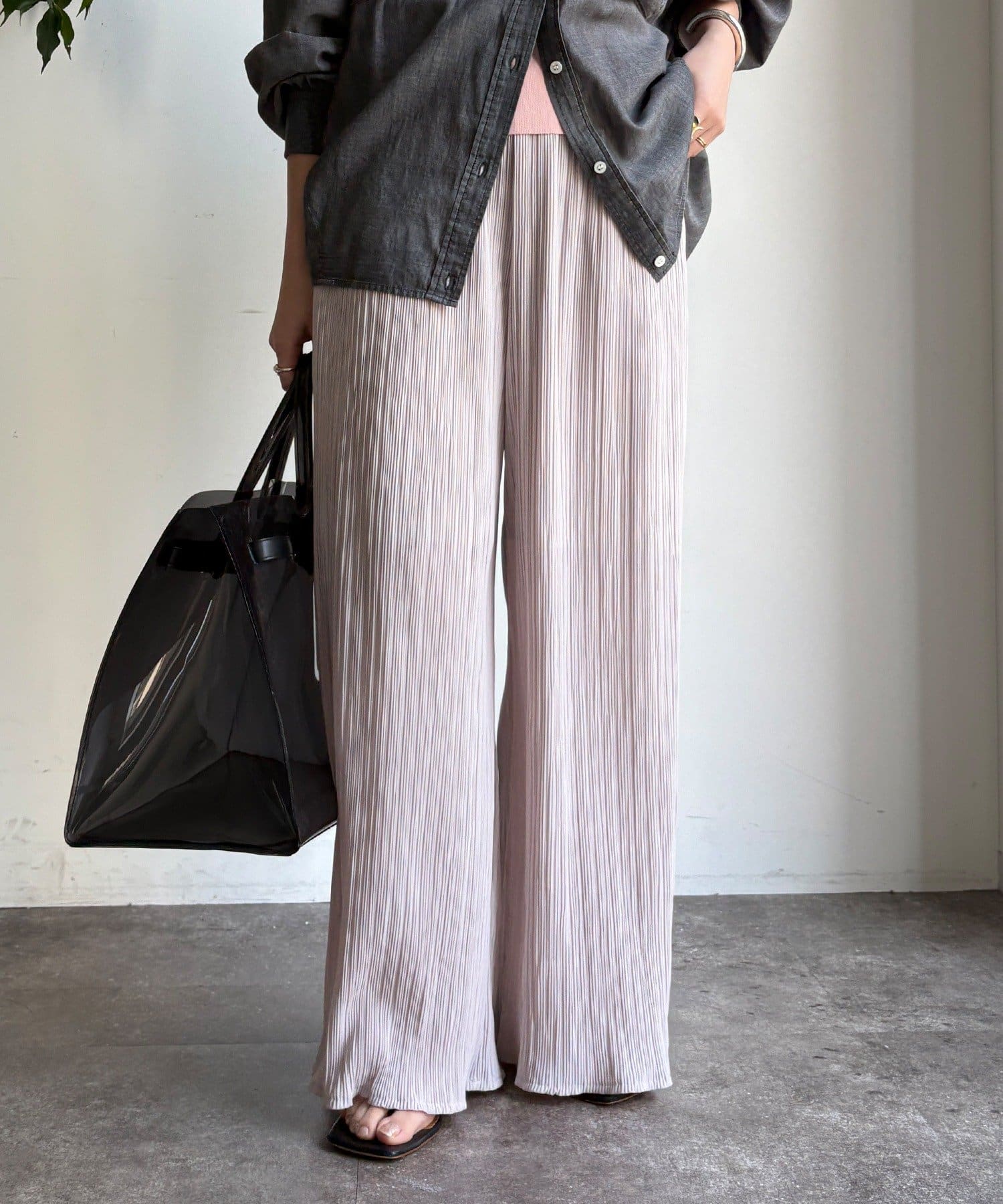 DOUDOU(ドゥドゥ) 【WEB限定】ランダムリブワイドパンツ