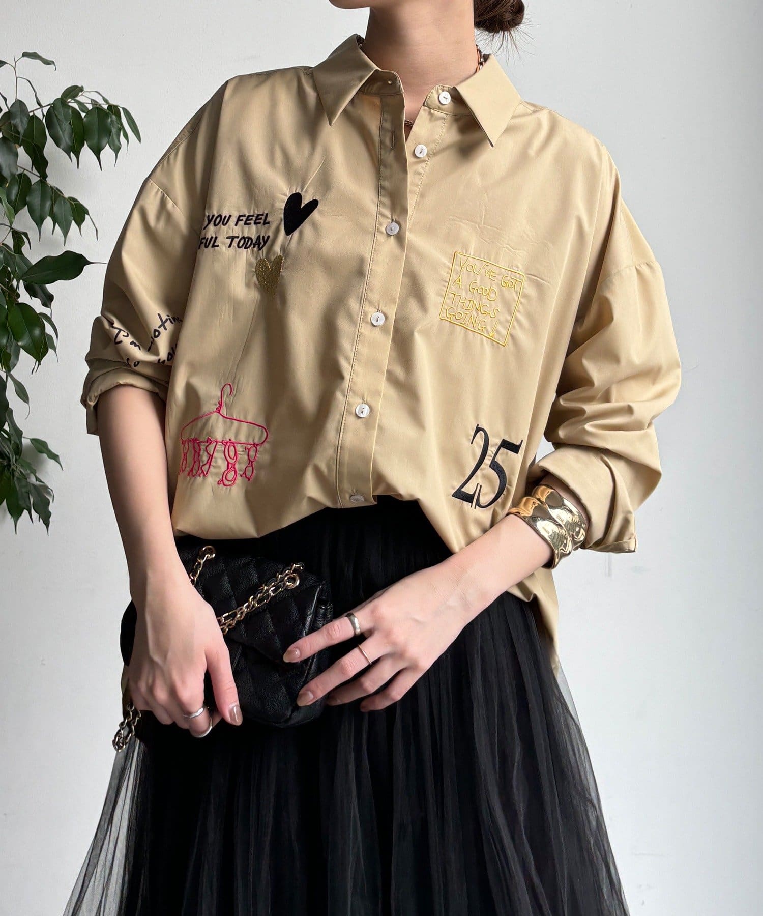 WEB限定】レタリング刺繍×プリントシャツ | DOUDOU(ドゥドゥ