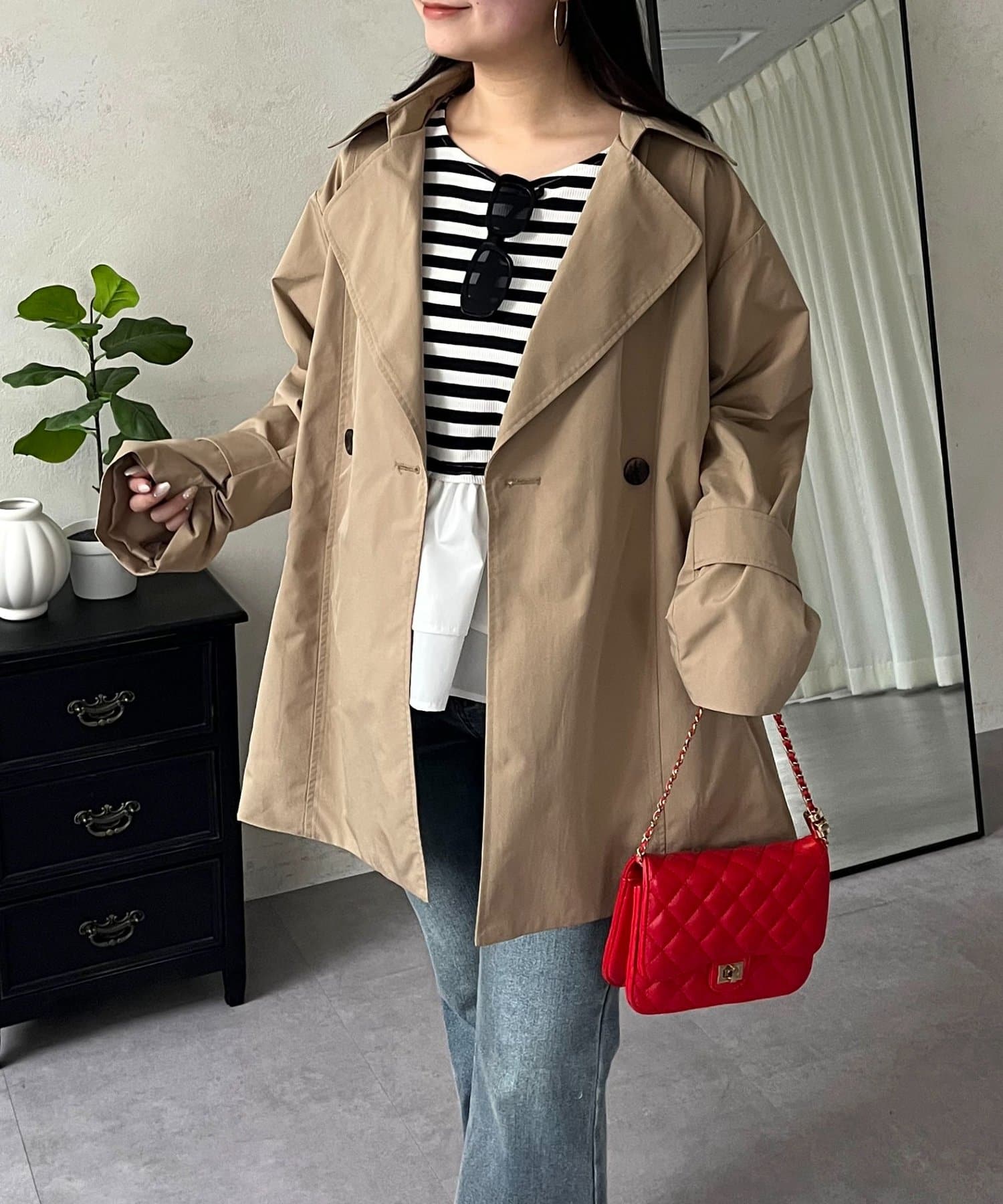 prose verse(プロズヴェール) バックギャザーミドル丈Aライントレンチコート