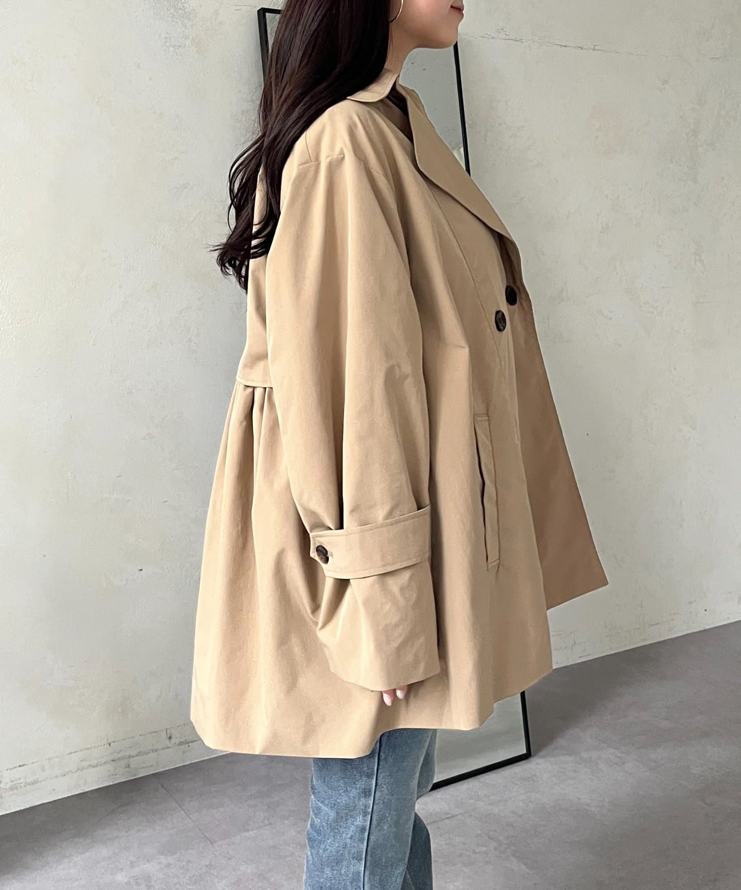 prose verse(プロズヴェール) バックギャザーミドル丈Aライントレンチコート