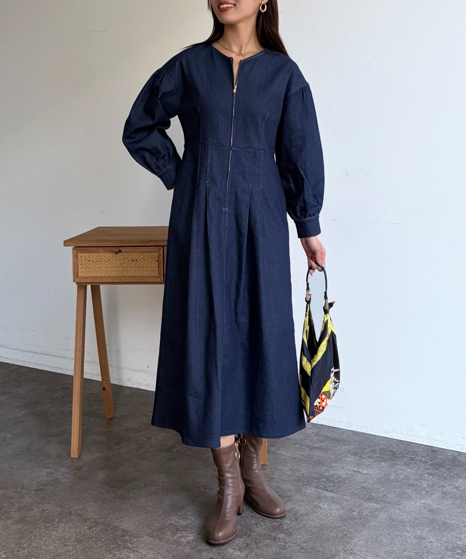 Chez toi(シェトワ) デニム切替ワンピース