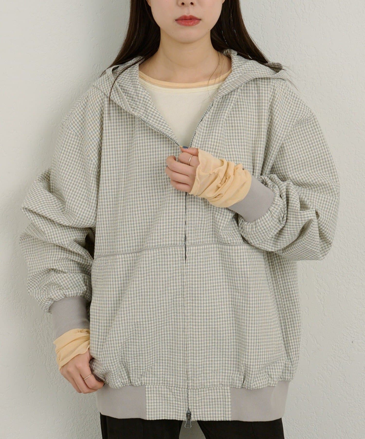 Kastane(カスタネ) 【WHIMSIC】チェックジップフーディーシャツ