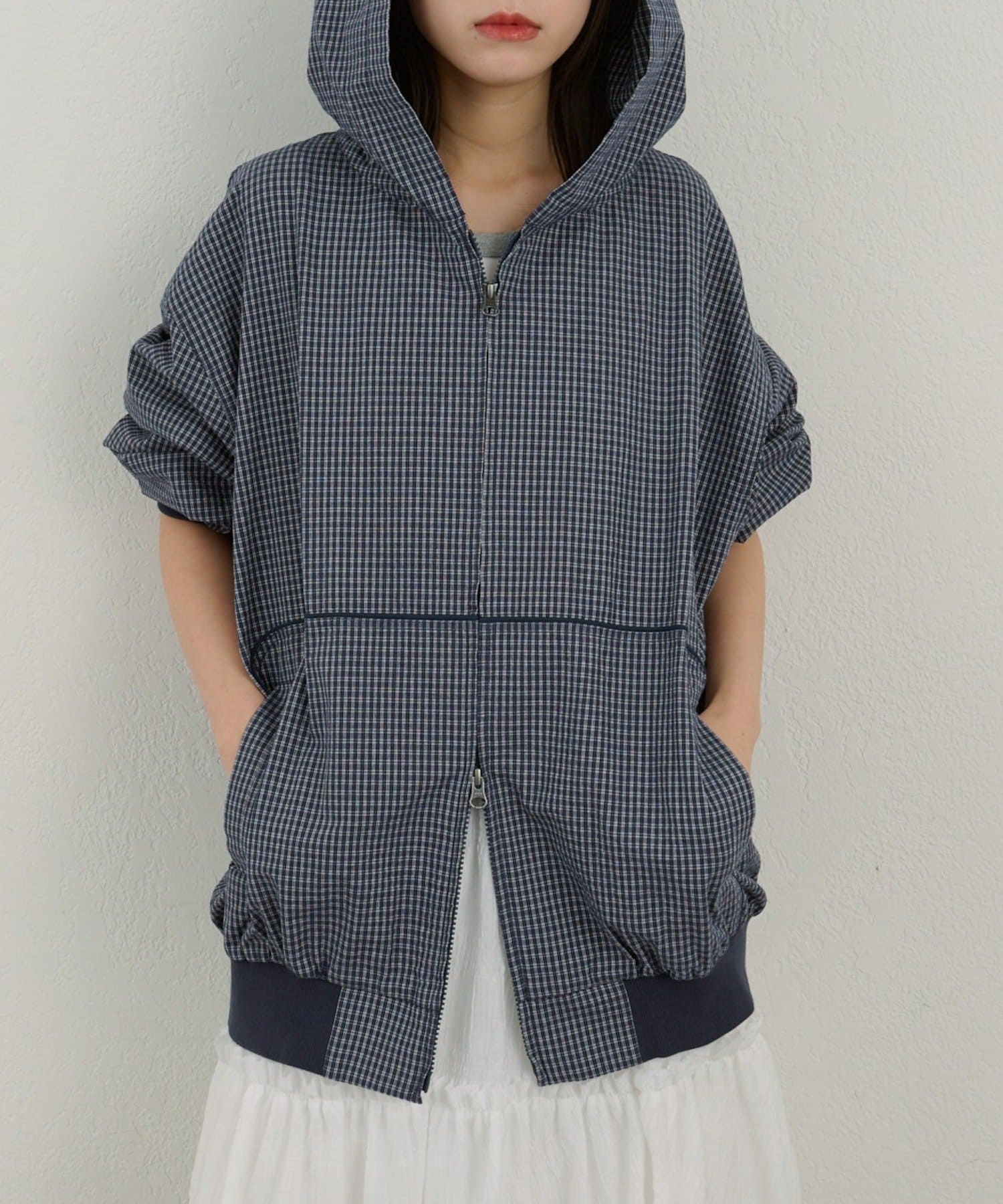 Kastane(カスタネ) 【WHIMSIC】チェックジップフーディーシャツ