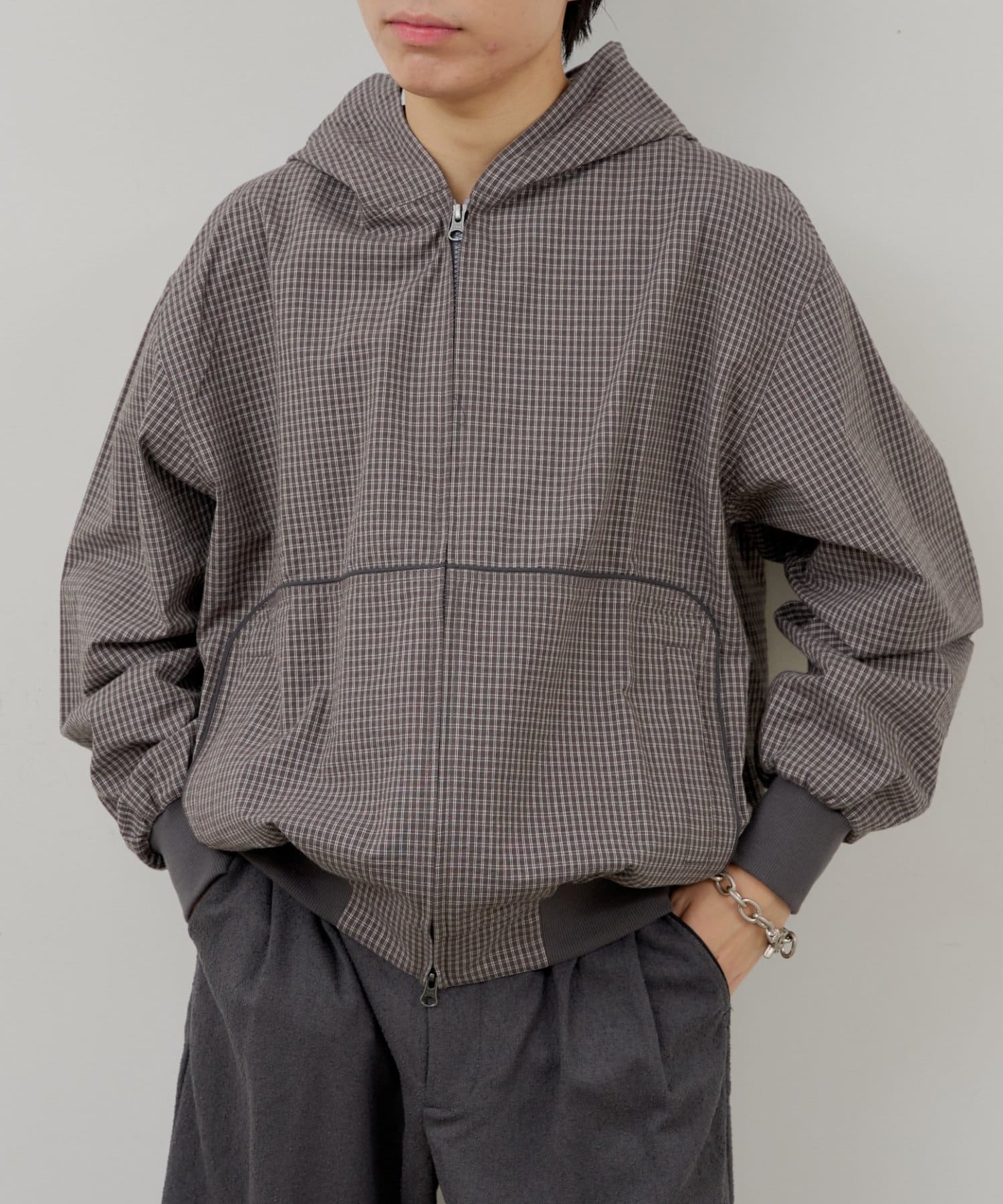 Kastane(カスタネ) 【WHIMSIC】チェックジップフーディーシャツ