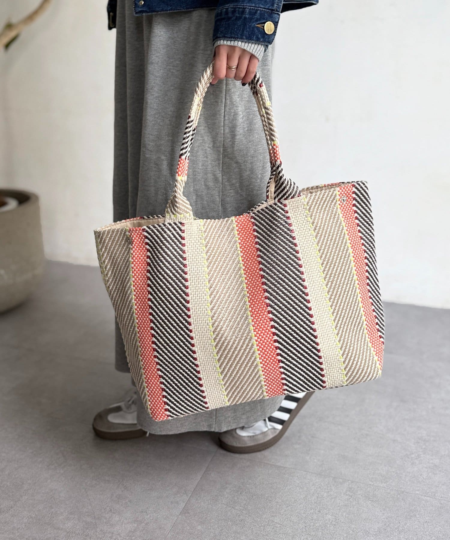 Chez toi(シェトワ) MIX/ストライプ柄トート