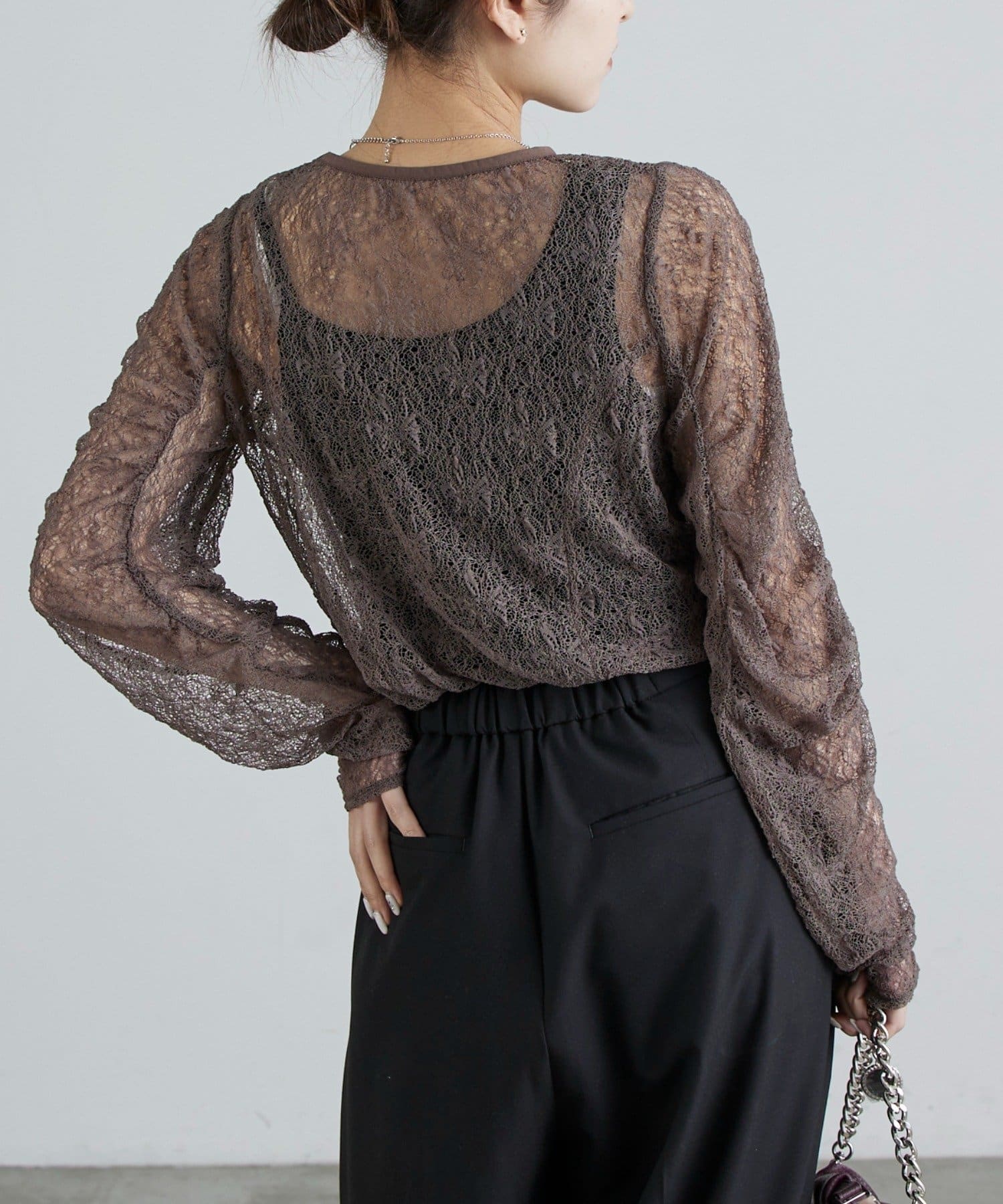 Lui's(ルイス) レース袖ギャザートップス