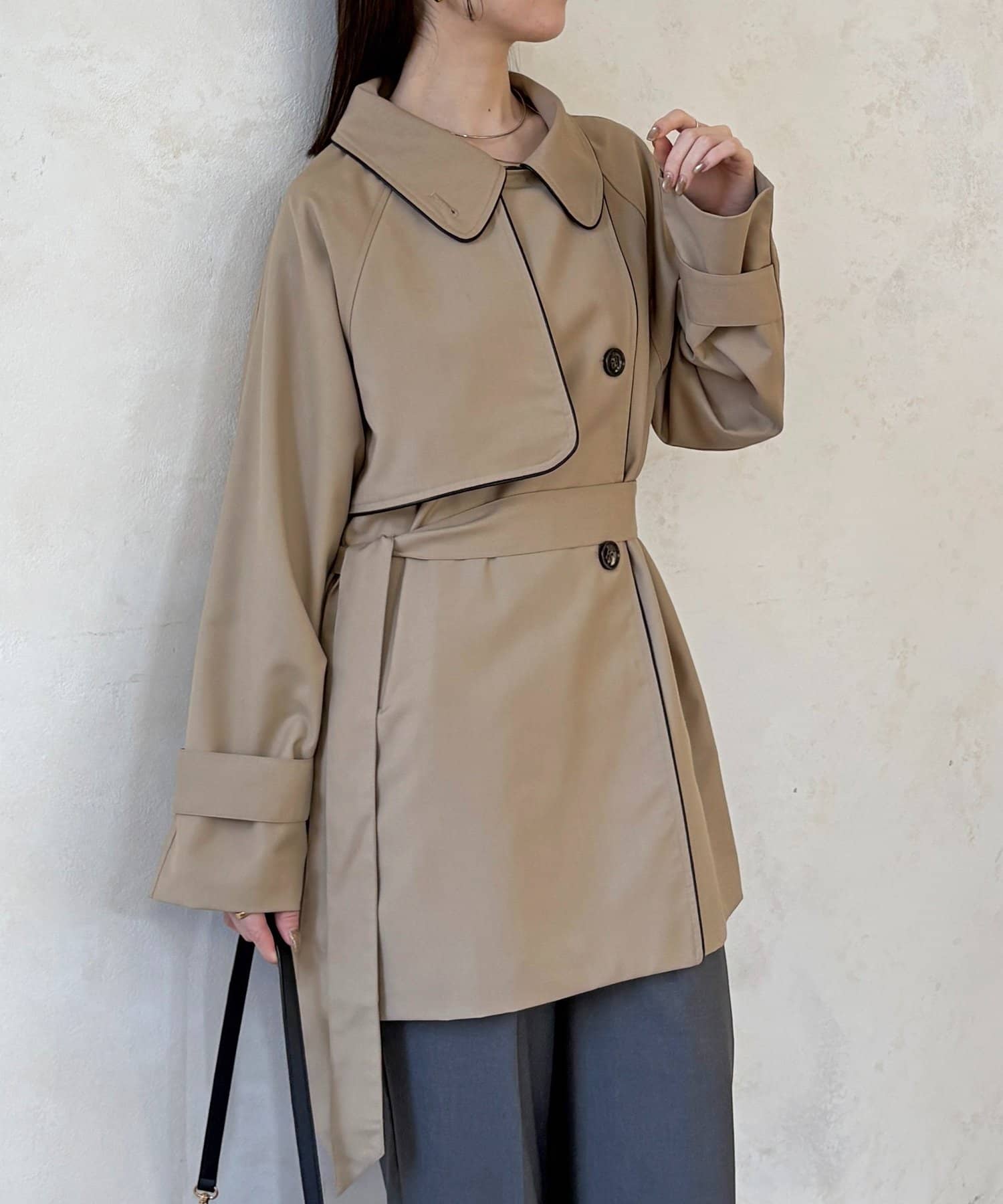 Thevon.(ゼヴォン) パイピングミドルトレンチコート