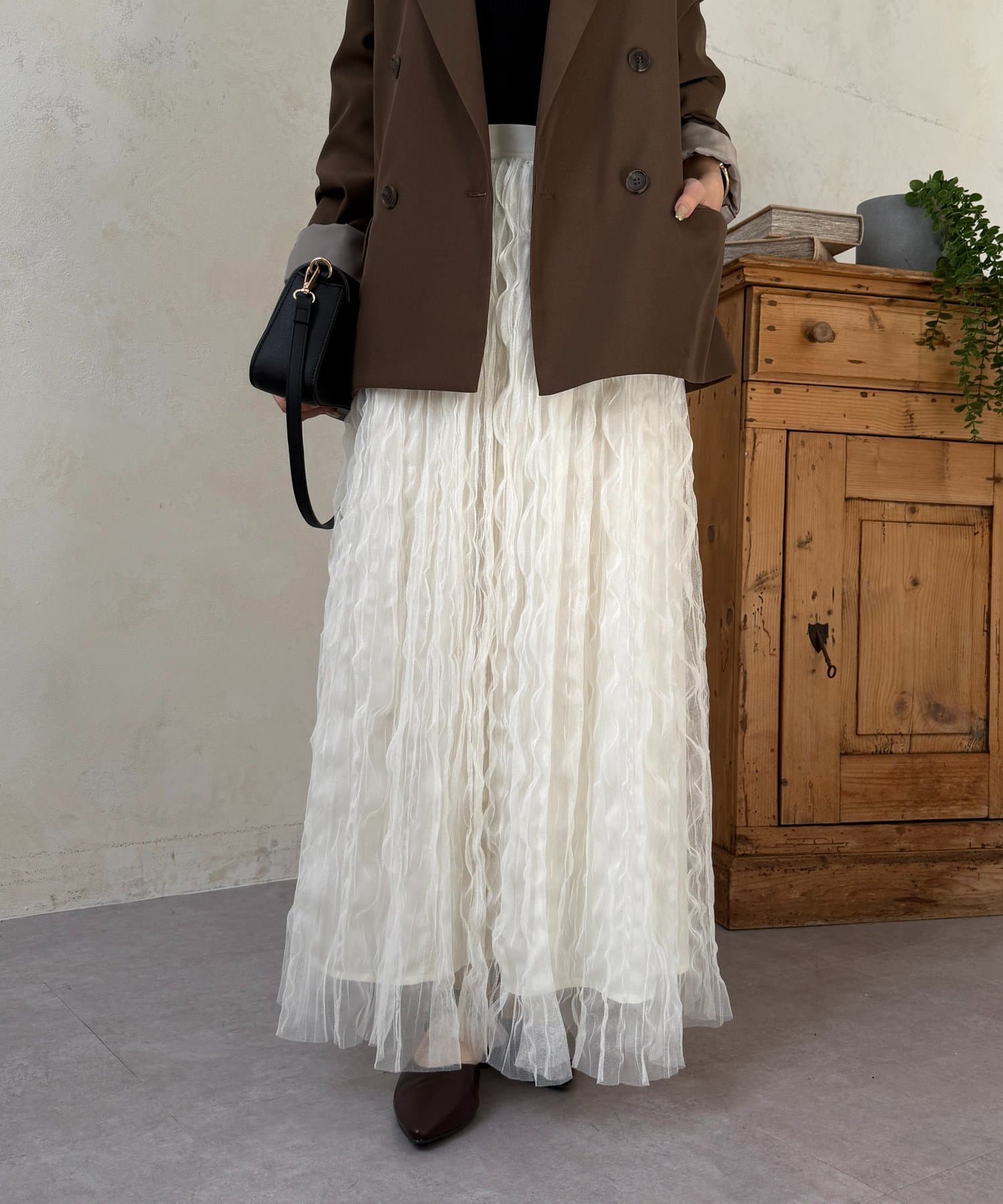 Thevon.(ゼヴォン) ウェーブワッシャーシアースカート