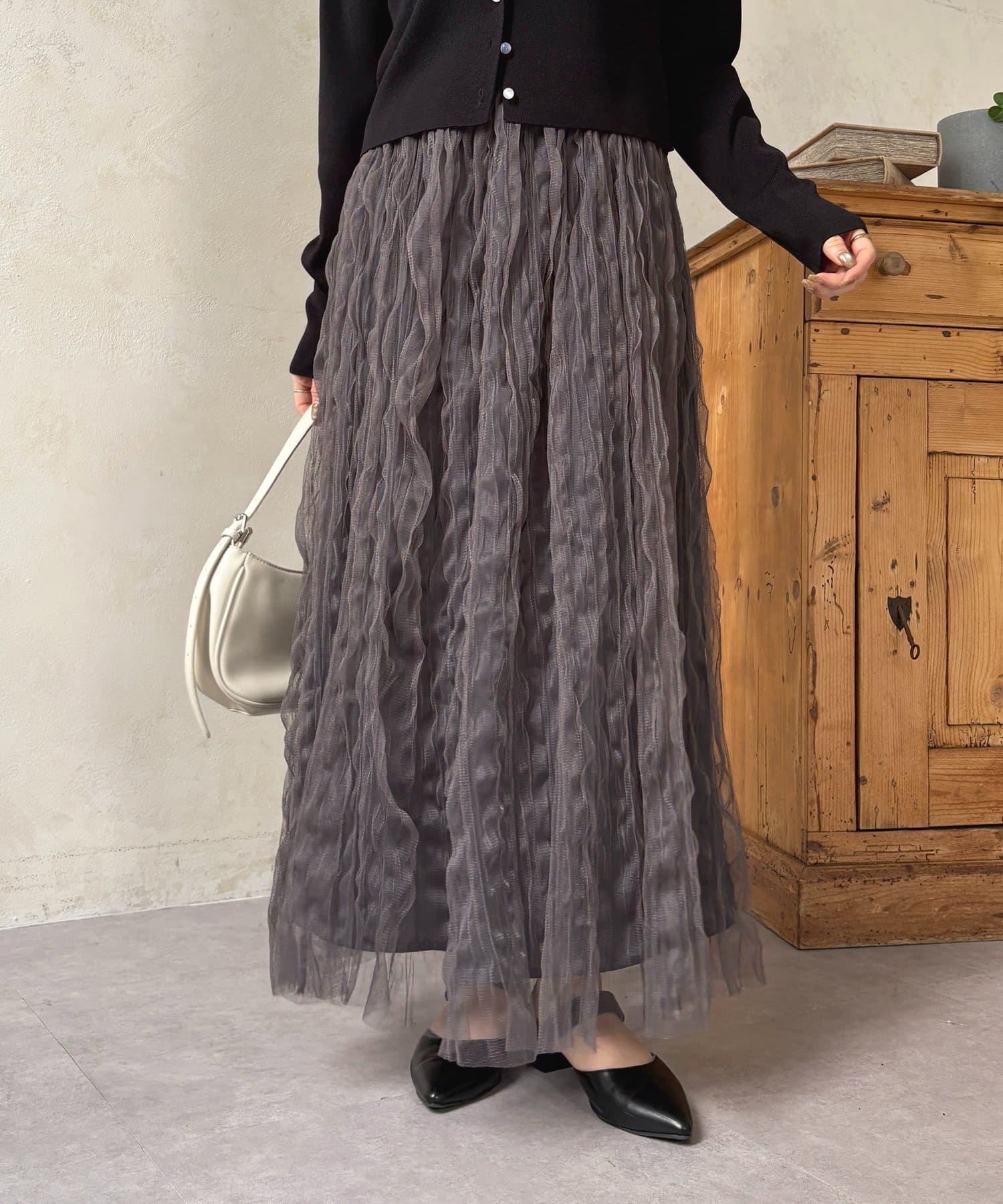 Thevon.(ゼヴォン) ウェーブワッシャーシアースカート