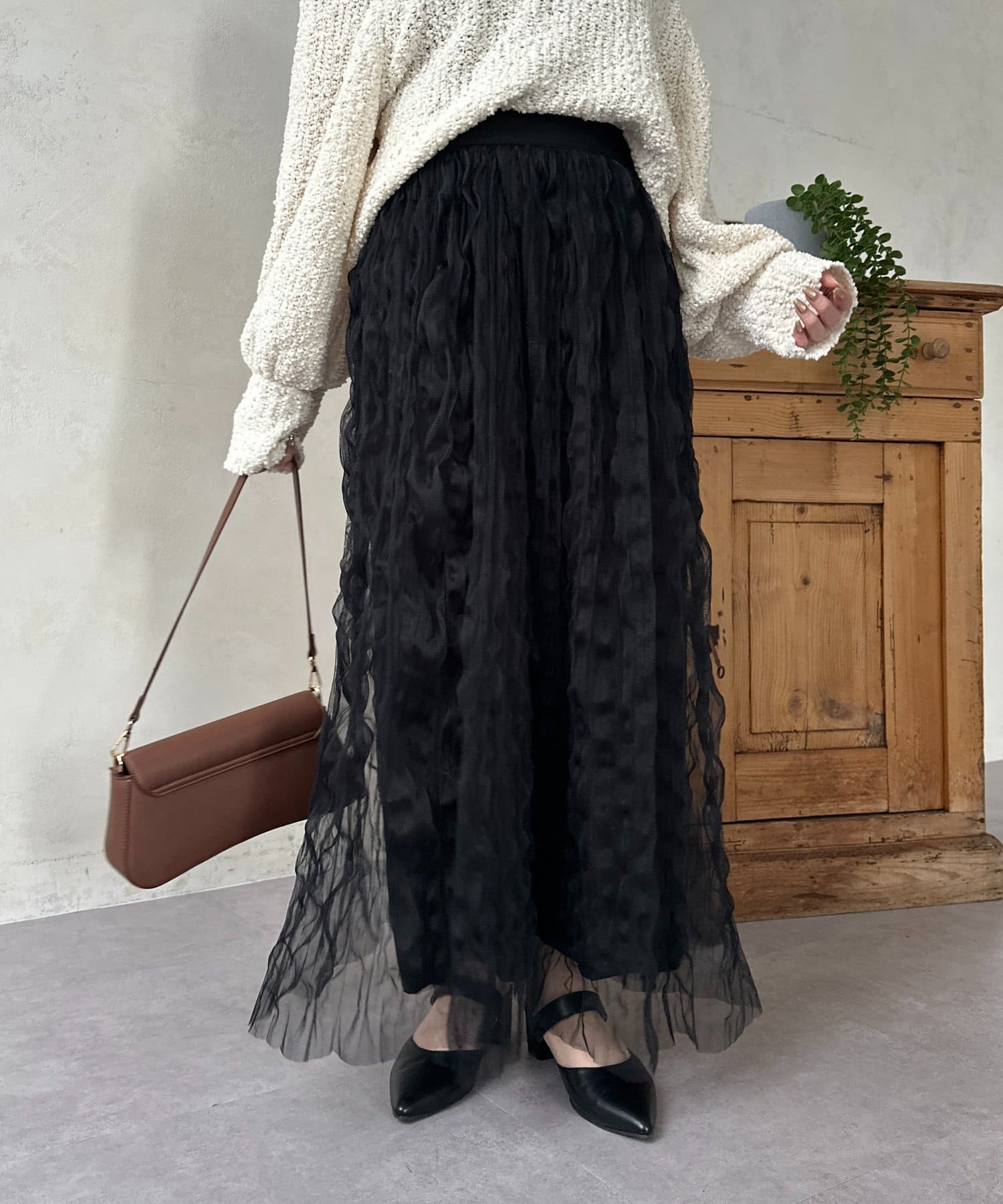 Thevon.(ゼヴォン) ウェーブワッシャーシアースカート