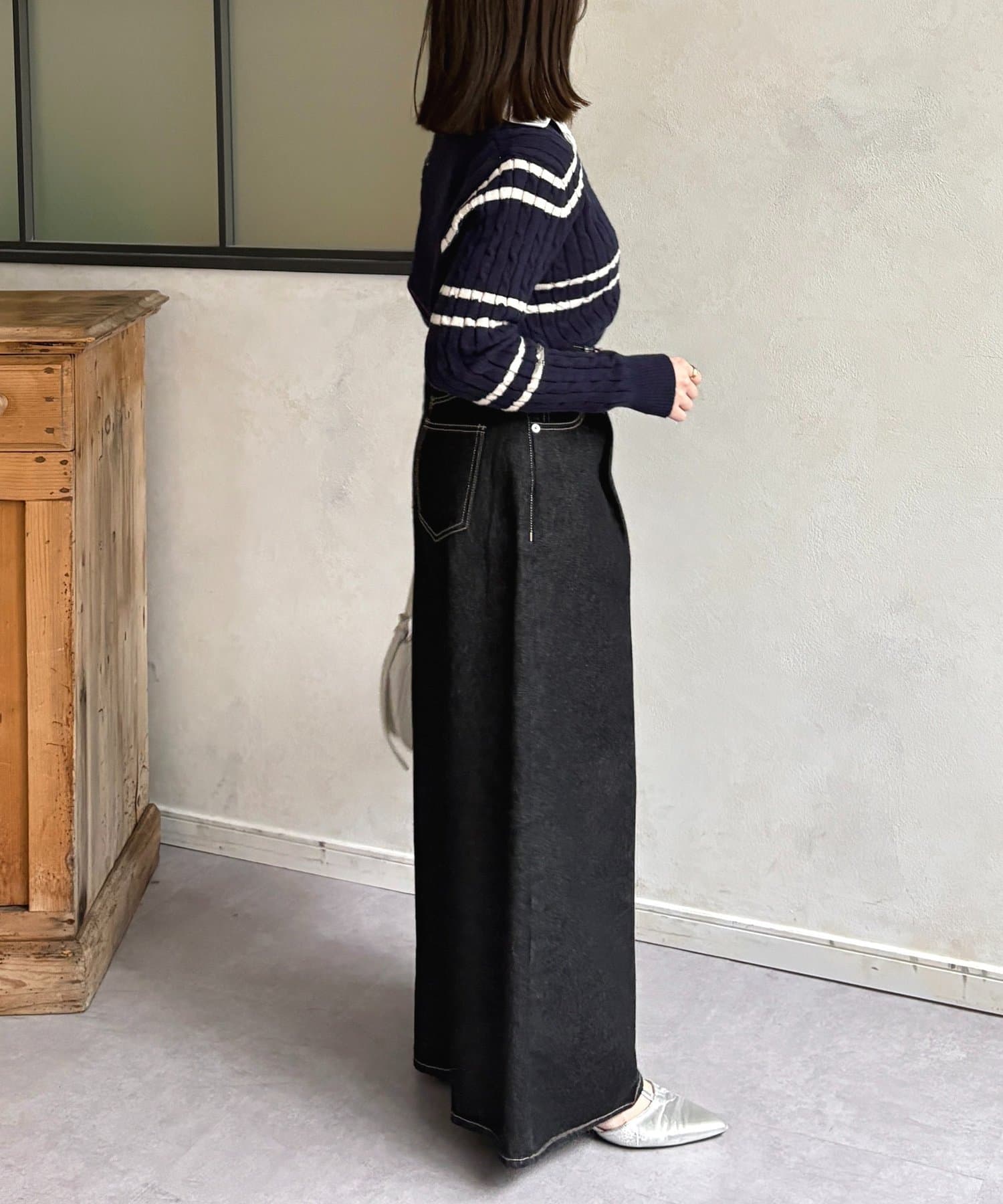 Thevon.(ゼヴォン) シャツドッキングケーブルボーダーニット