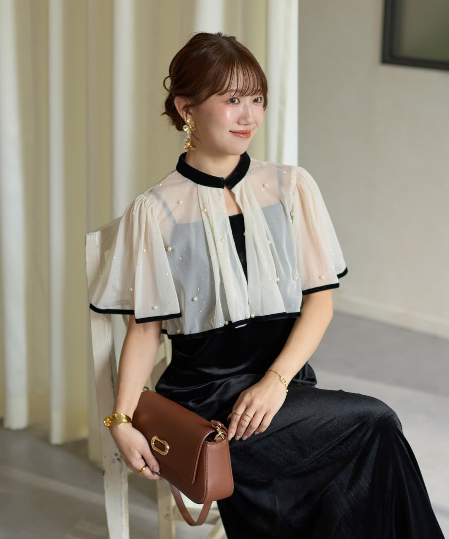 Thevon.(ゼヴォン) 【Yuna企画】ビジューボレロ×ベロアキャミワンピース