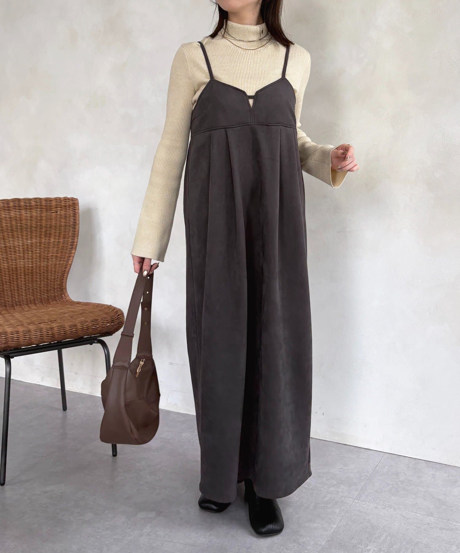 Thevon.(ゼヴォン) Fスエードビスチェ風キャミワンピース