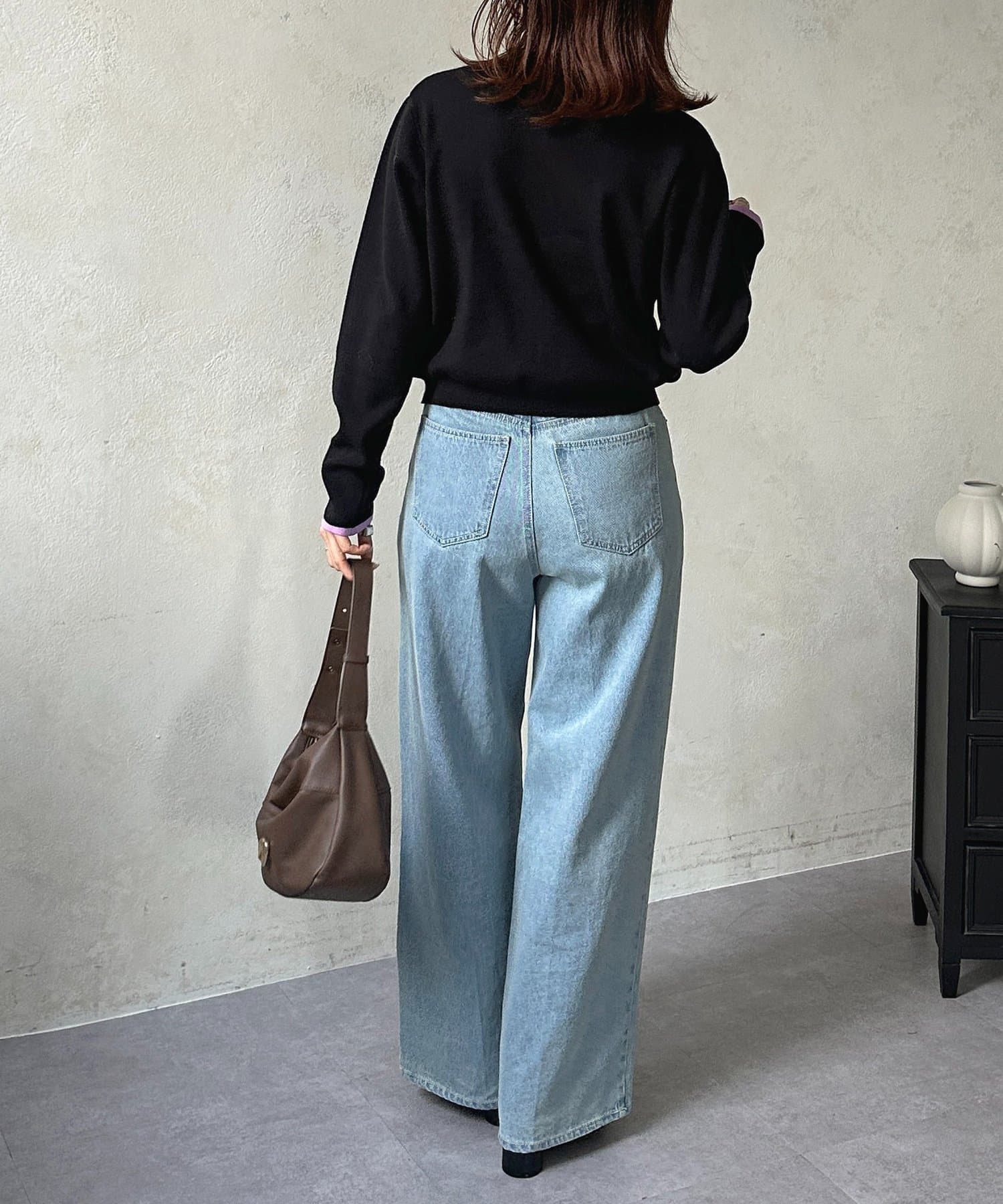 Thevon.(ゼヴォン) レイヤード風配色クルーニットカーディガン